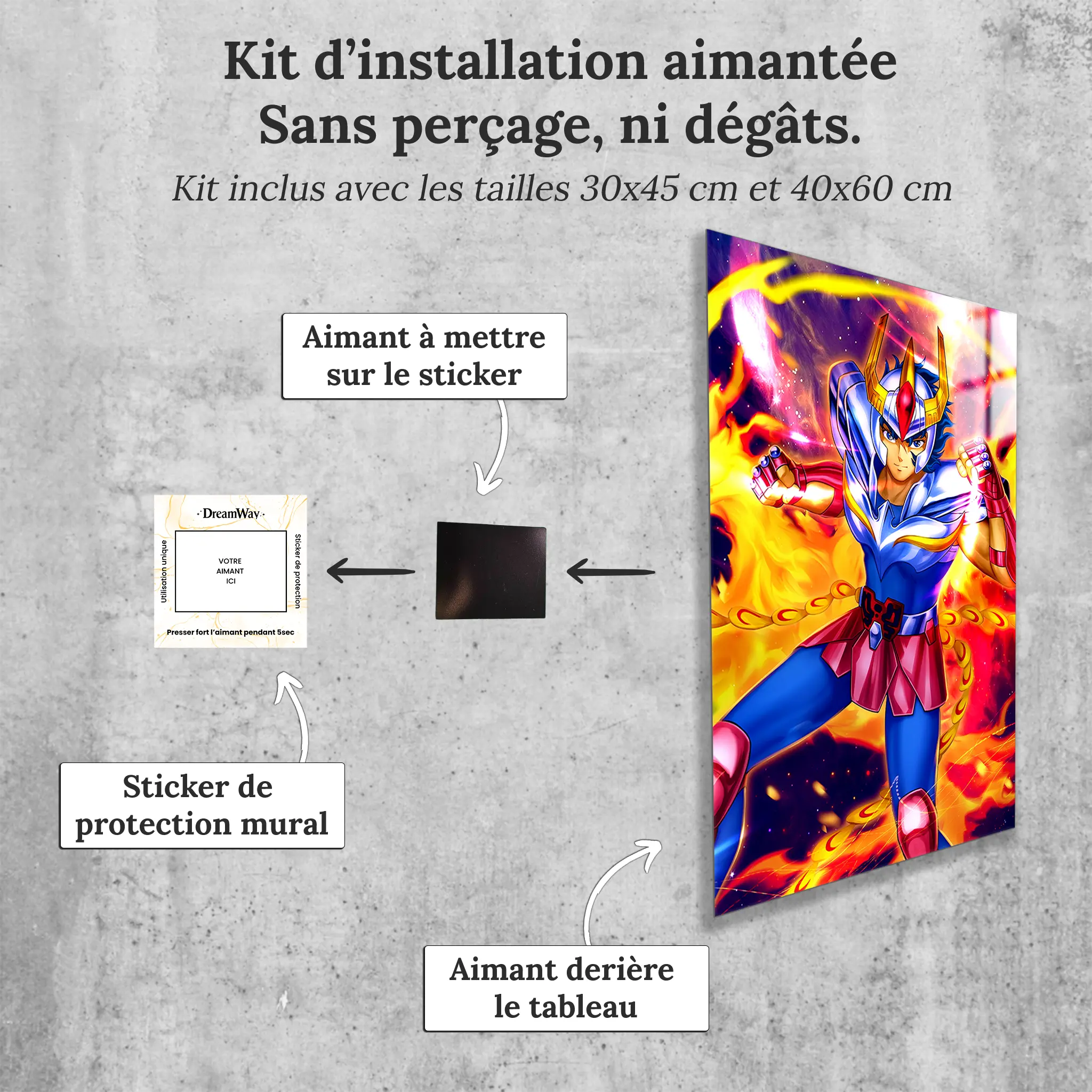 tableau-les-chevaliers-du-zodiaque-ikki-du-phenix-avec-installation-aimantee | DreamWay