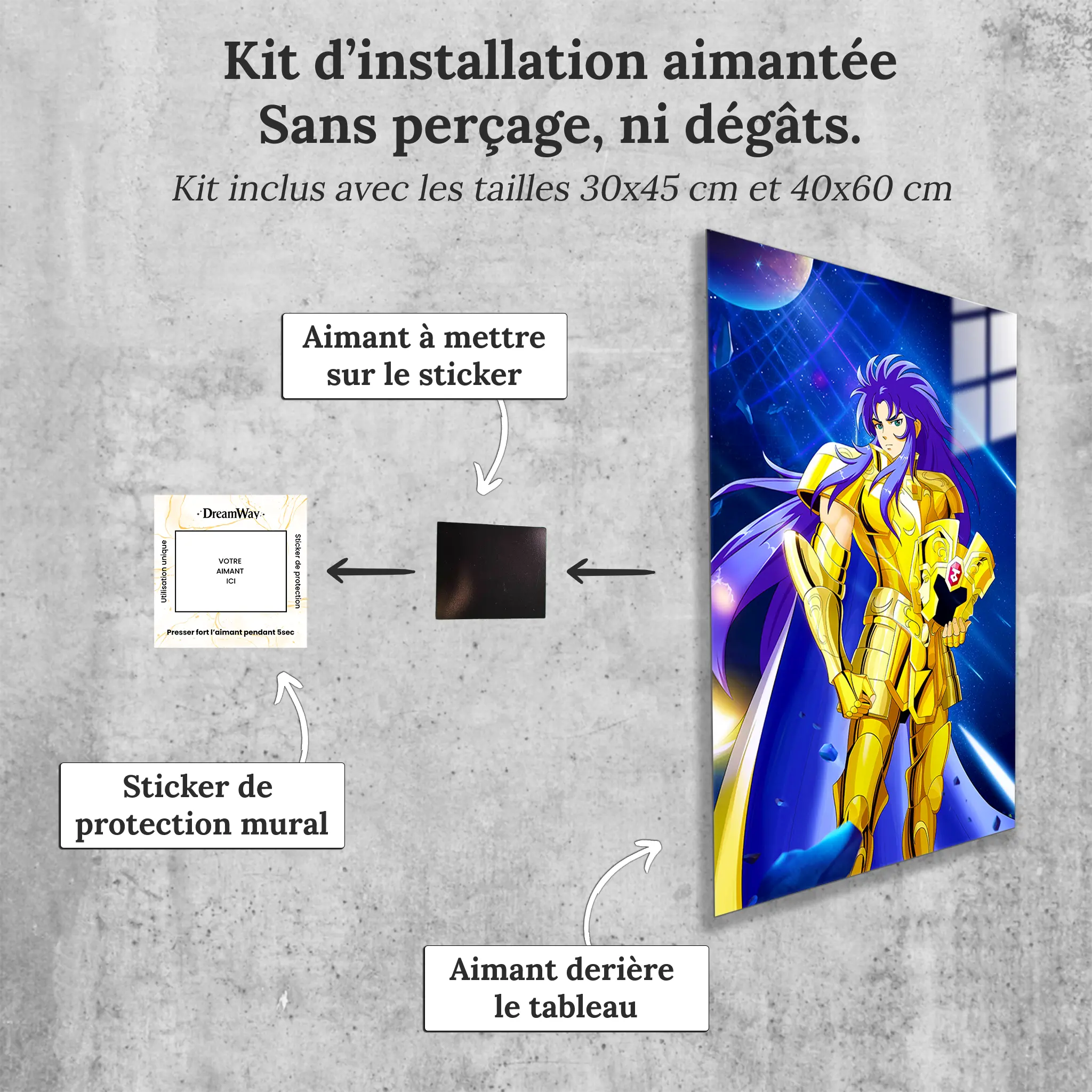 tableau-les-chevaliers-du-zodiaque-saga-des-gemeaux-avec-installation-aimantee | DreamWay