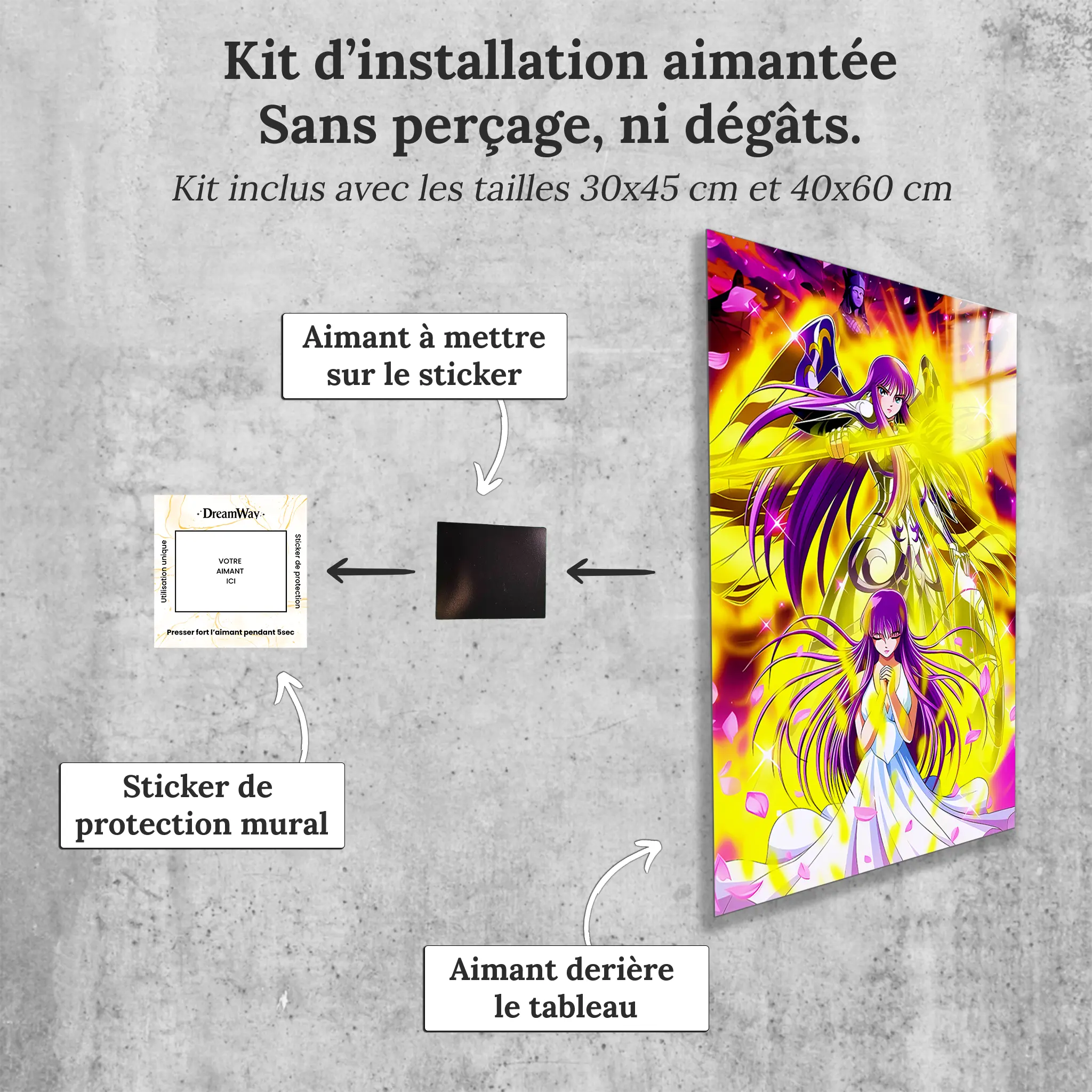 tableau-les-chevaliers-du-zodiaque-saori-kido-avec-installation-aimantee | DreamWay