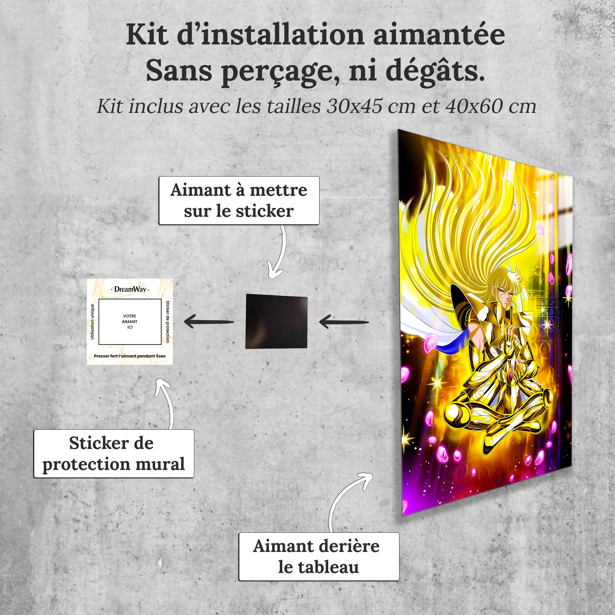 tableau-les-chevaliers-du-zodiaque-shaka-de-la-vierge-avec-installation-aimantee | DreamWay