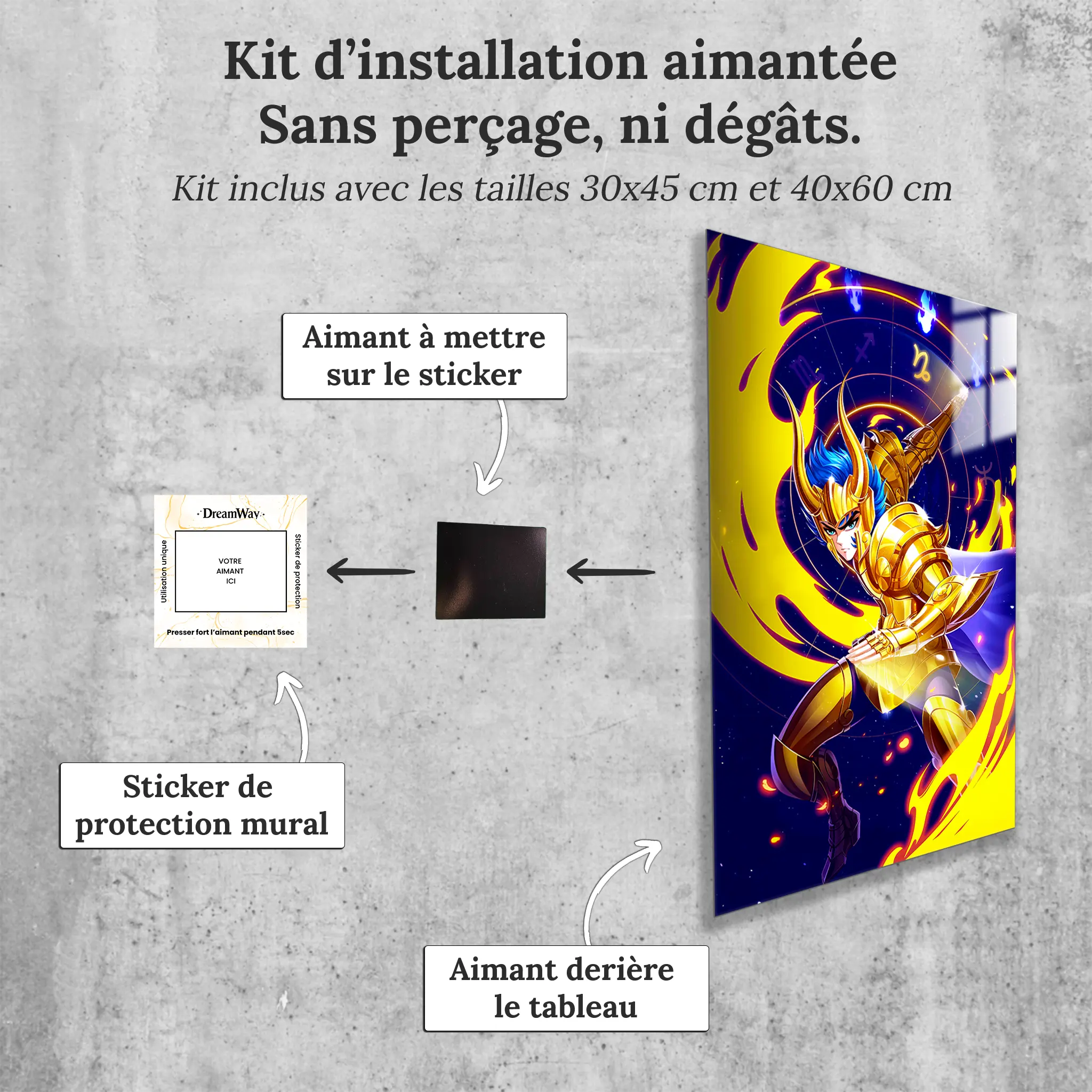 tableau-les-chevaliers-du-zodiaque-shura-du-capricorne-avec-installation-aimantee | DreamWay