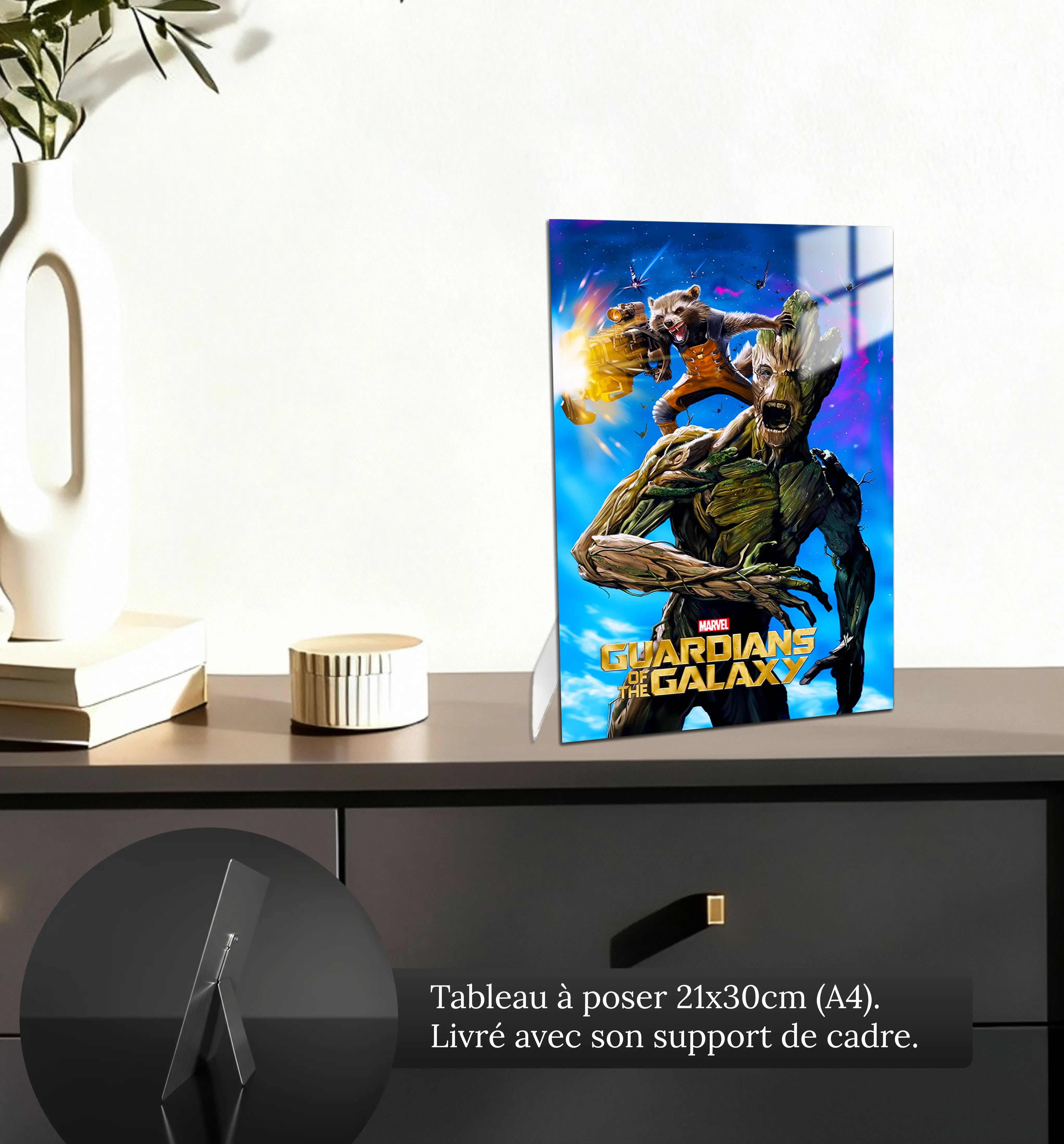 tableau-les-gardiens-de-la-galaxie-groot-et-rocket-affiche-petit-format-a-poser-sur-meuble | DreamWay