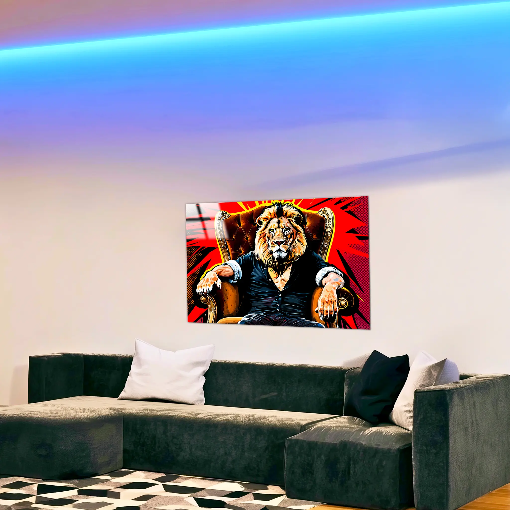 tableau-lion-pop-art-dans-le-salon | DreamWay