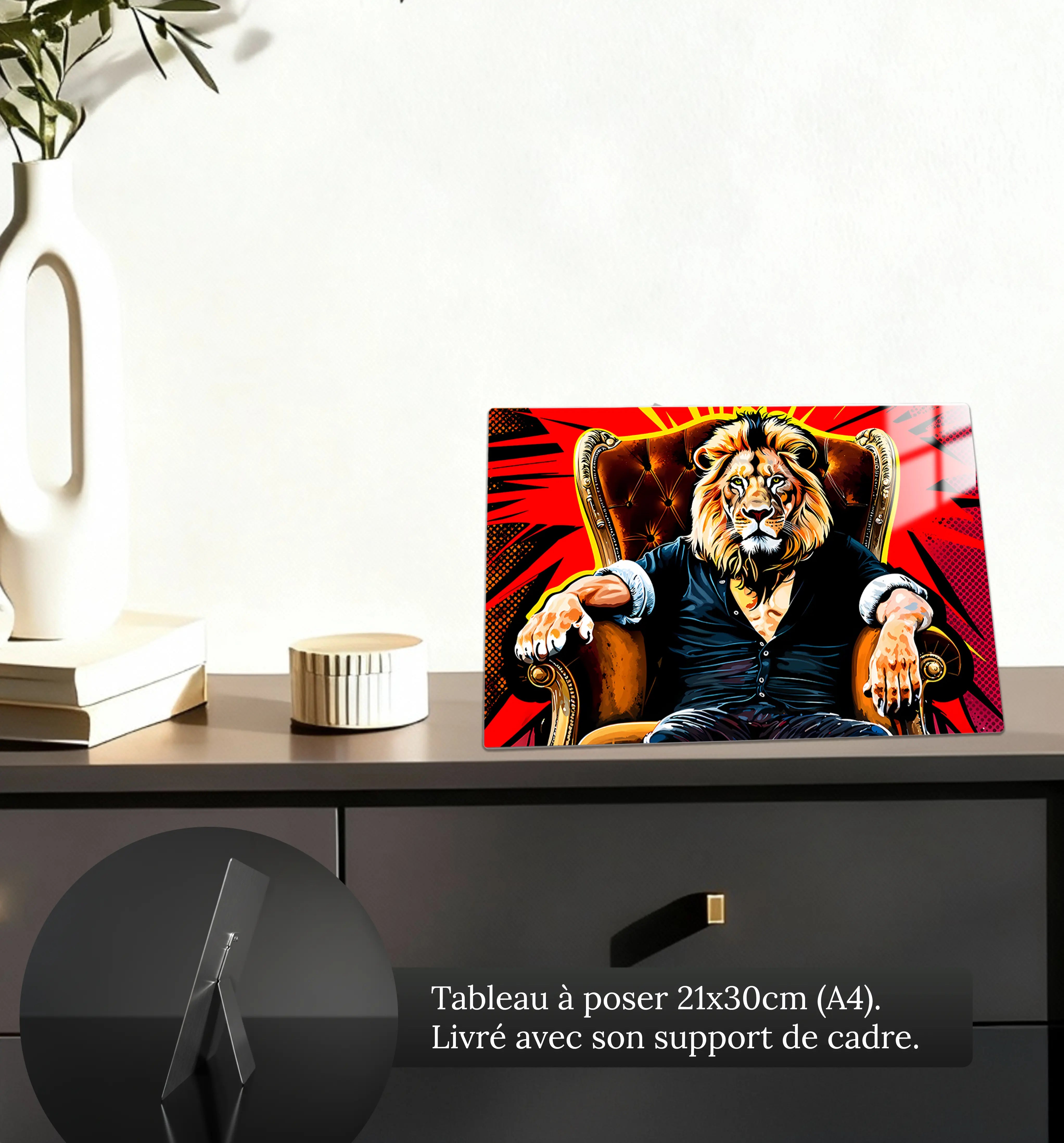 tableau-lion-pop-art-petit-format-a-poser-sur-meuble | DreamWay