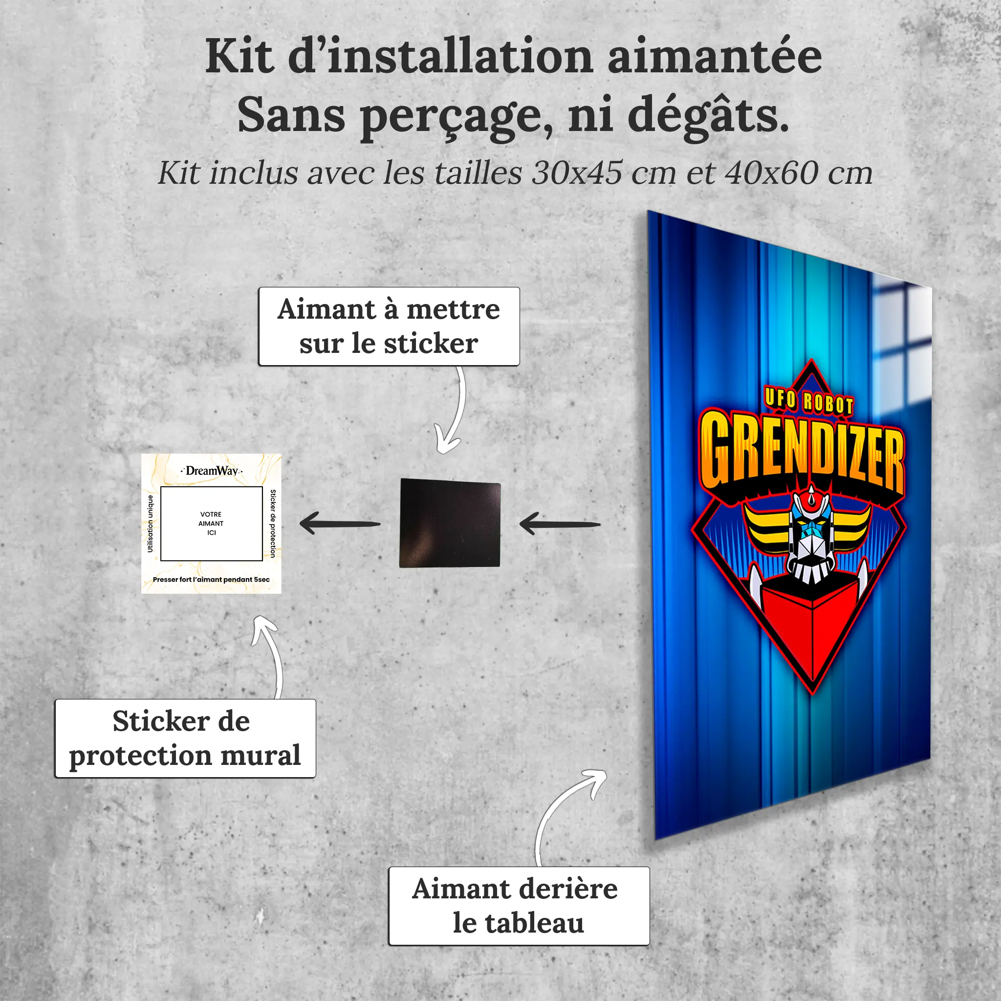 tableau-logo-goldorak-avec-installation-aimantee | DreamWay