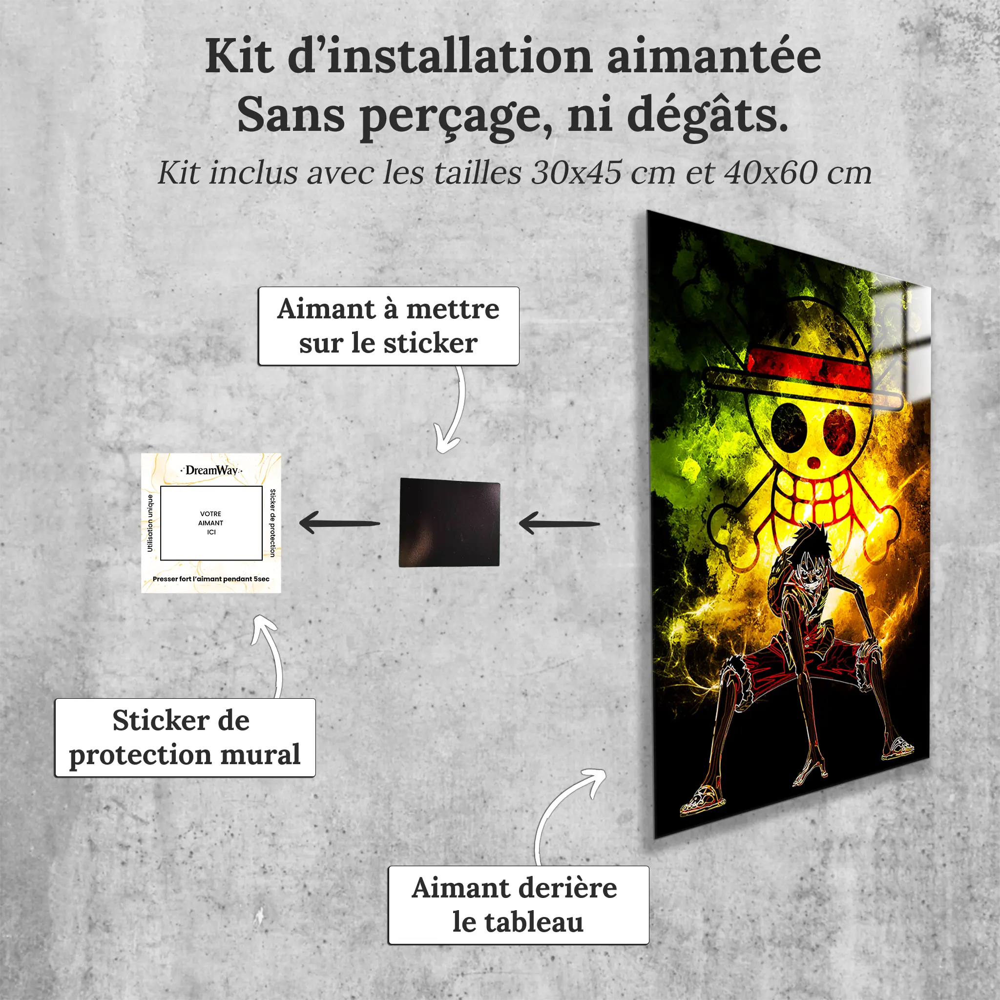 tableau-luffy-colore-avec-installation-aimantee | DreamWay
