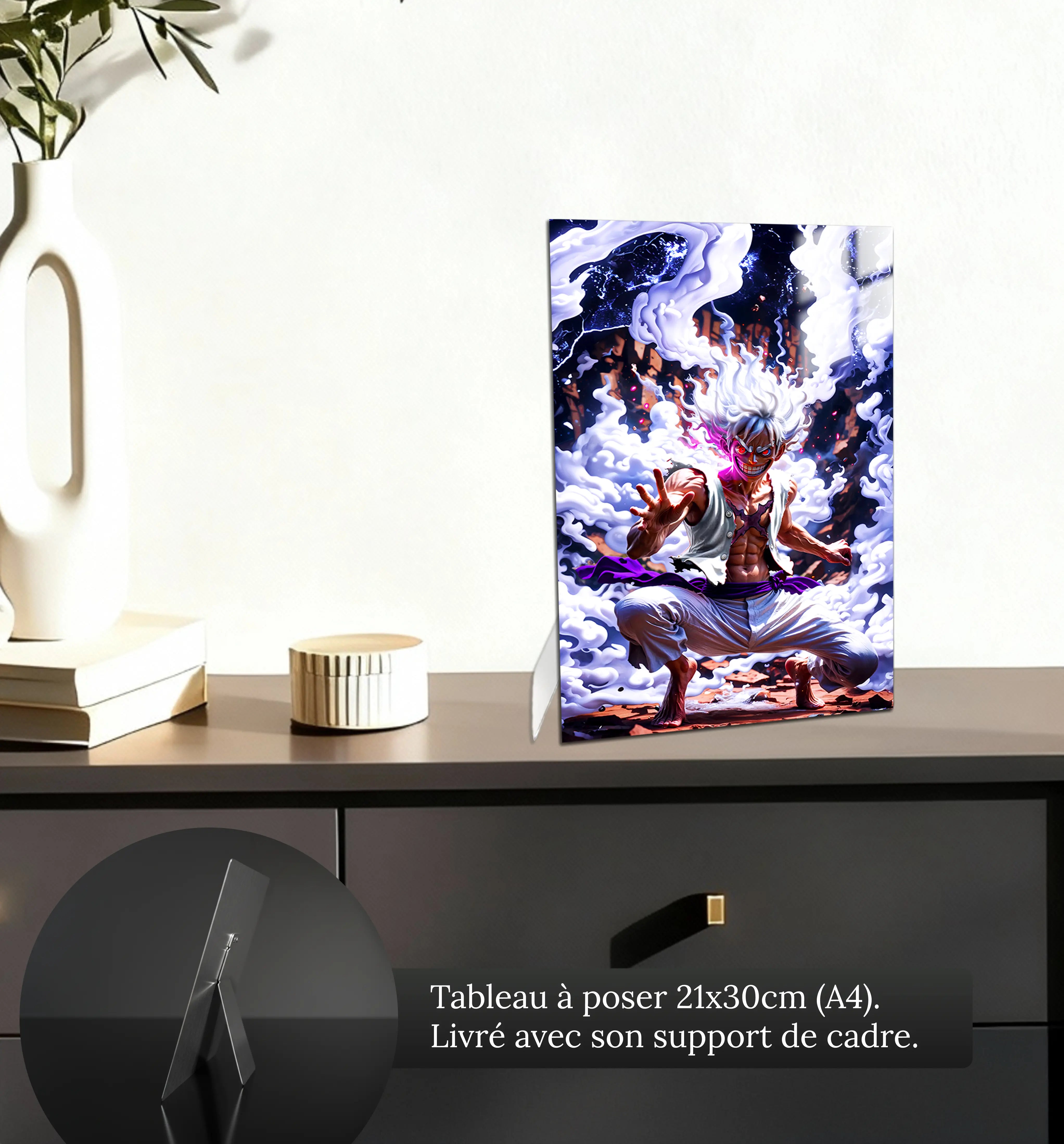 tableau-luffy-gear-5-realiste-petit-format-a-poser-sur-meuble | DreamWay