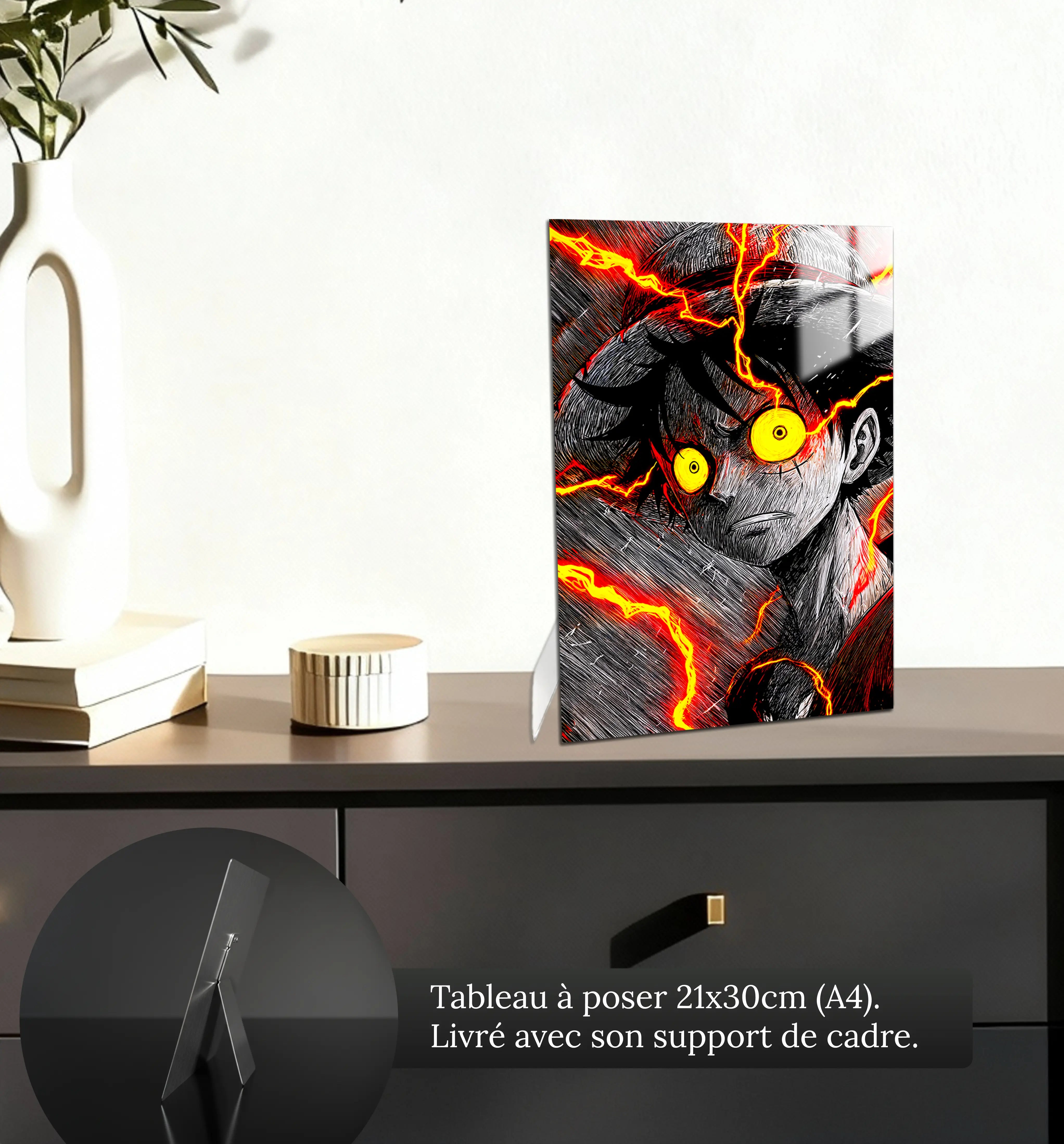tableau-luffy-noir-et-blanc-portrait-petit-format-a-poser-sur-meuble | DreamWay