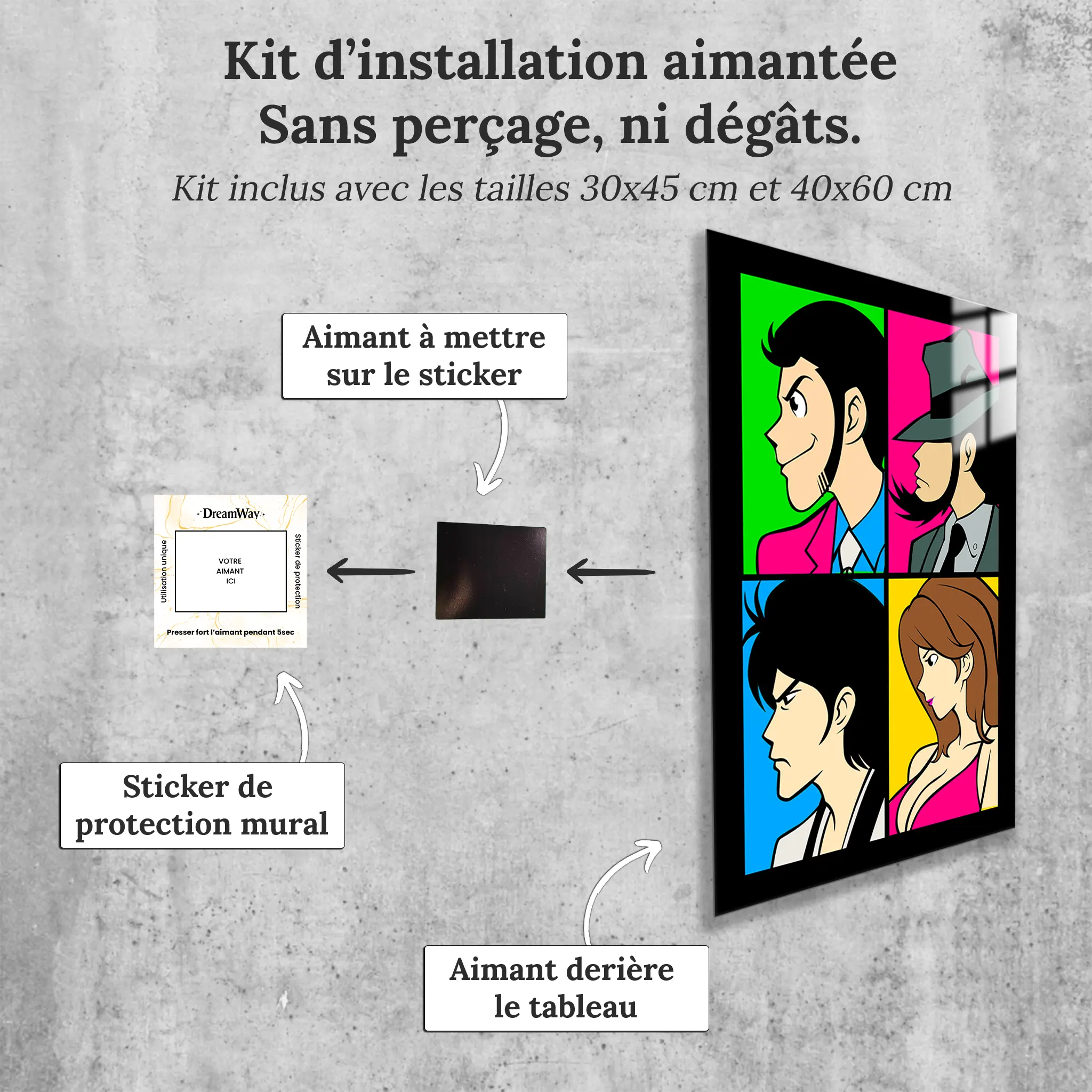 tableau-lupin-heros-portrait-avec-installation-aimantee | DreamWay