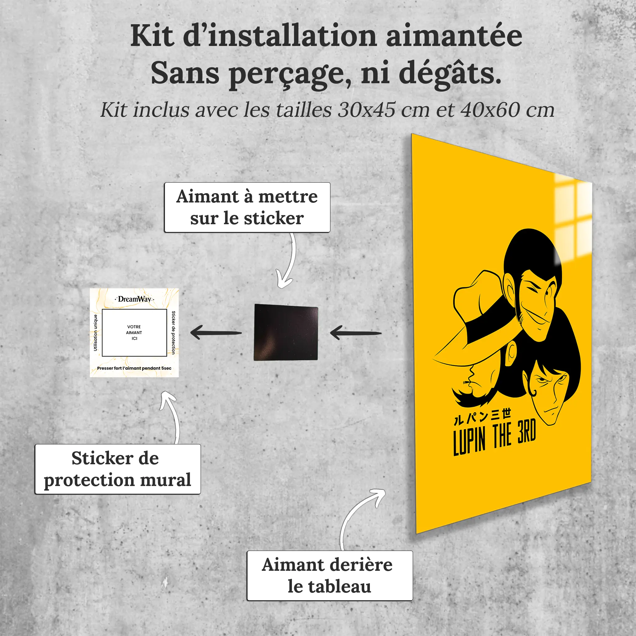 tableau-lupin-visage-avec-installation-aimantee | DreamWay