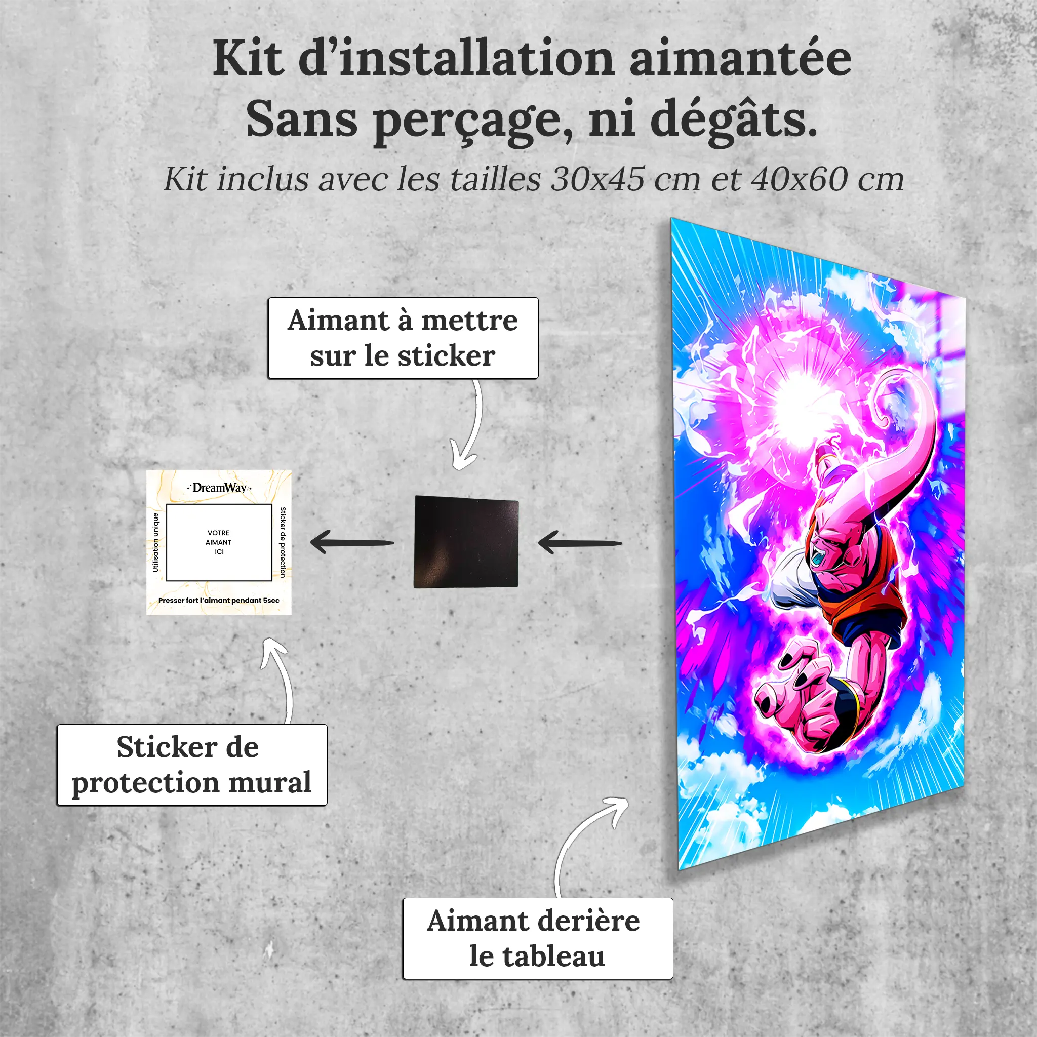 tableau-majin-boo-colore-avec-installation-aimantee | DreamWay
