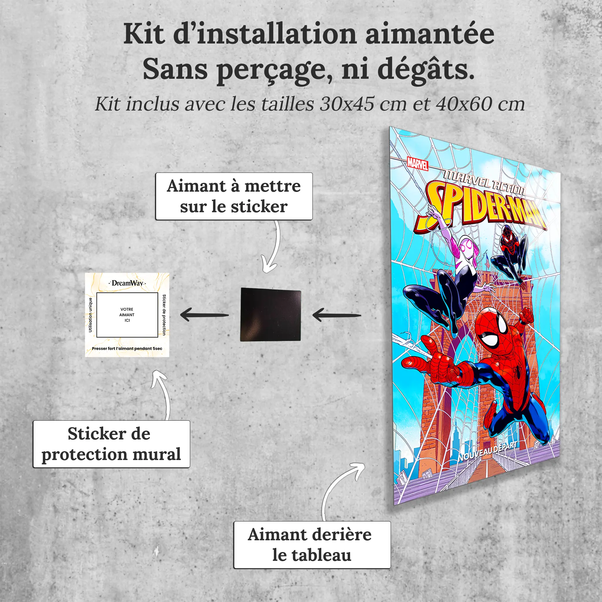 tableau-marvel-action-spiderman-avec-installation-aimantee | DreamWay