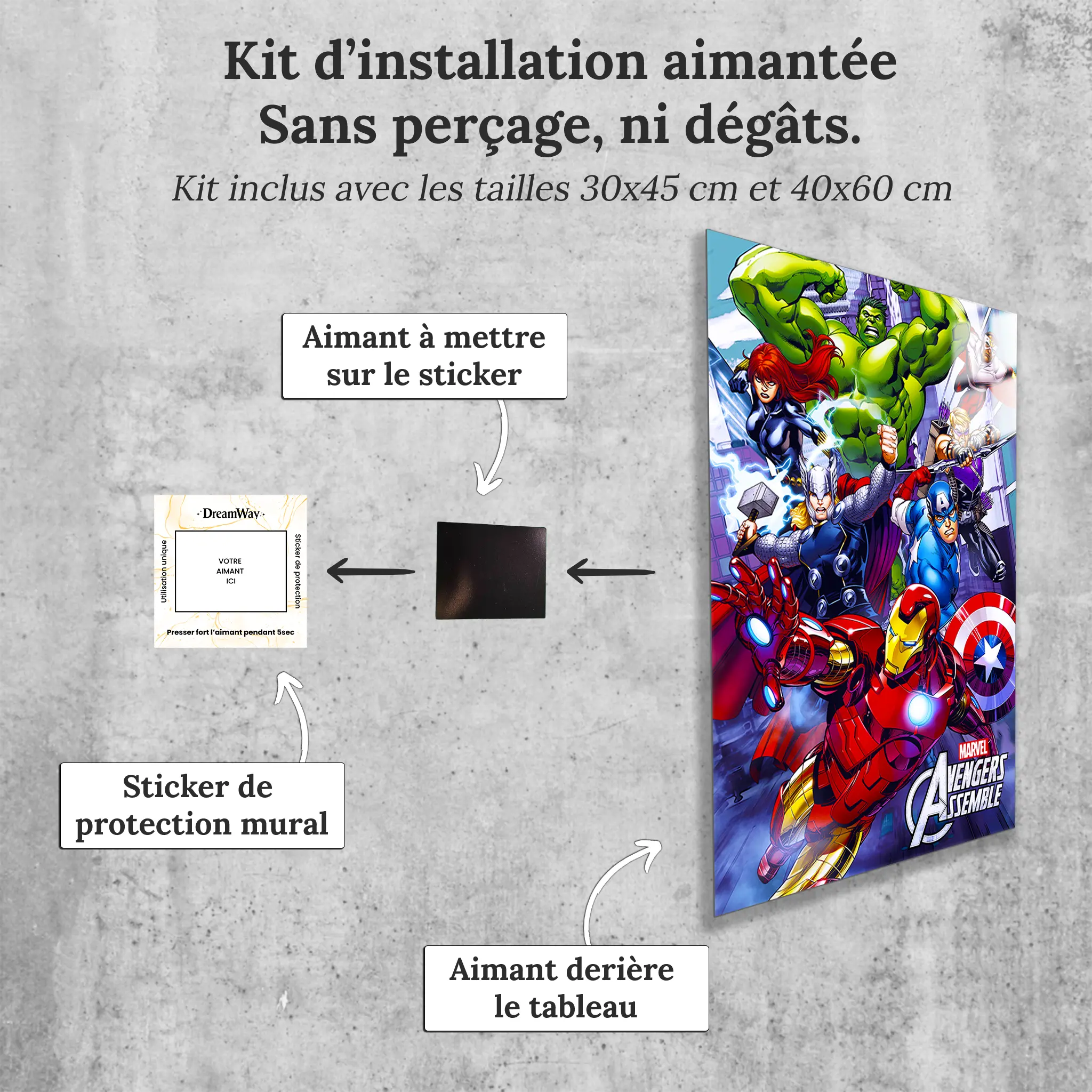 tableau-marvel-avengers-assemble-avec-installation-aimantee | DreamWay