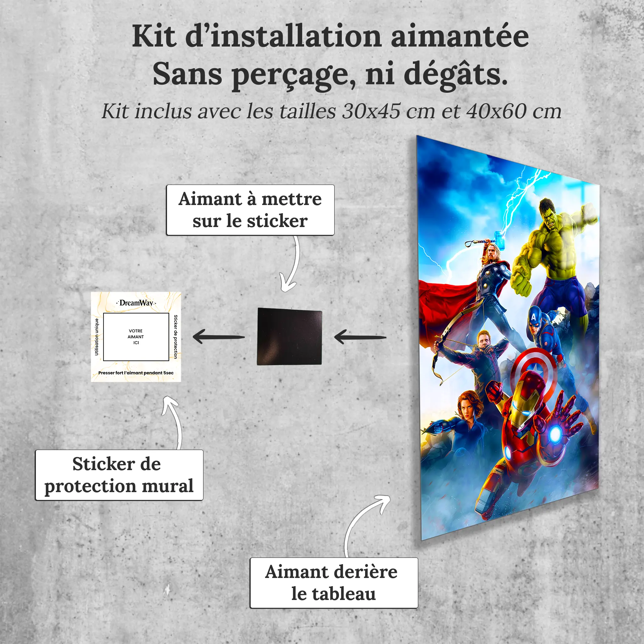 tableau-marvel-avengers-heros-avec-installation-aimantee | DreamWay