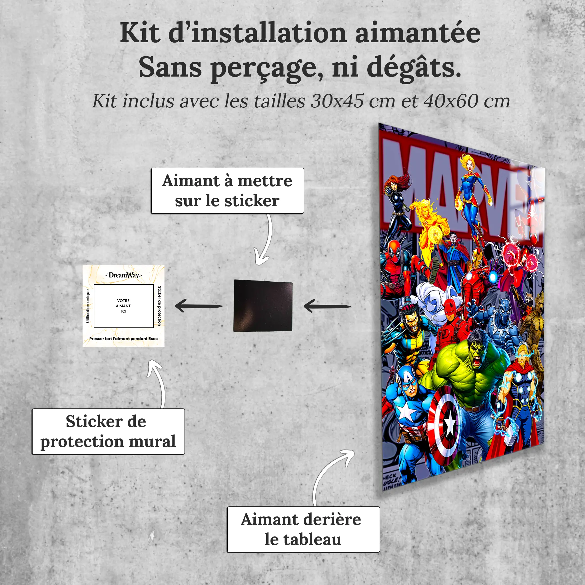 tableau-marvel-avengers-heros-comics-avec-installation-aimantee | DreamWay