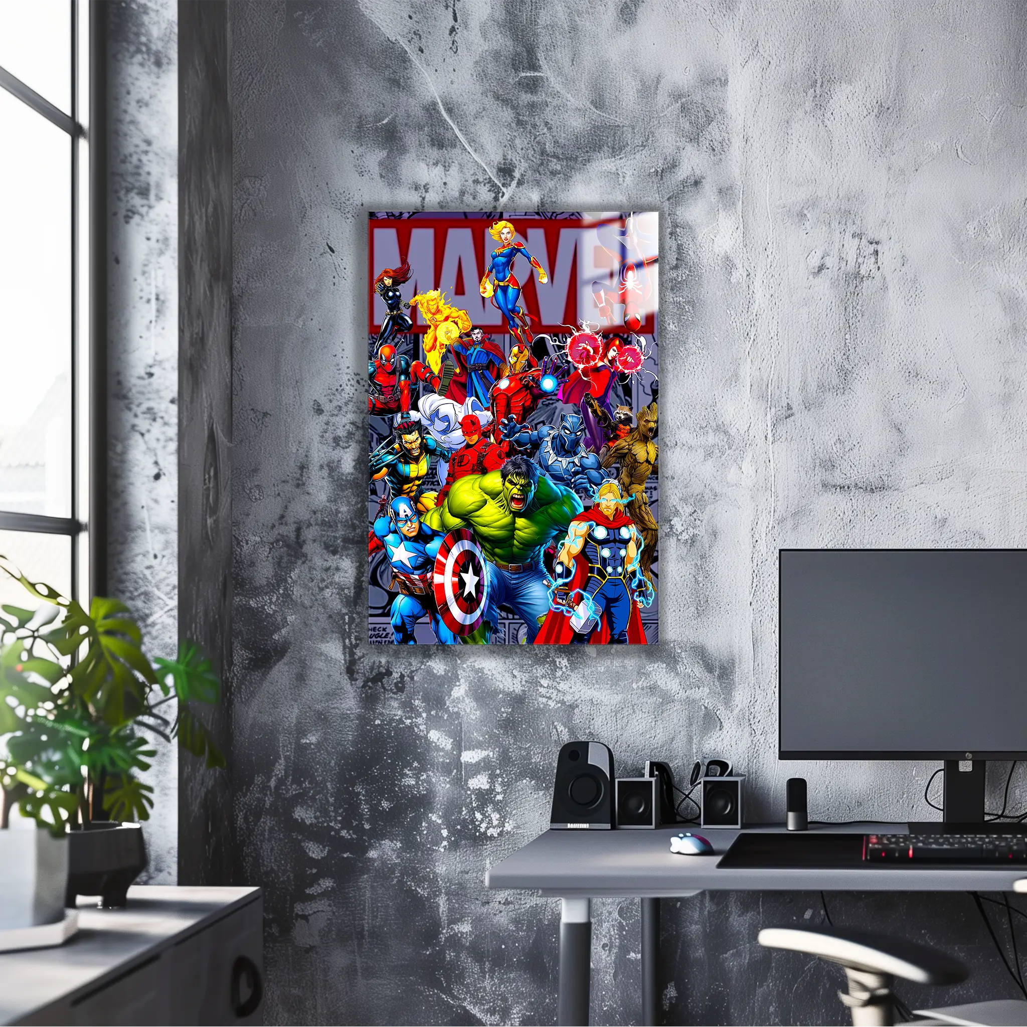 tableau-marvel-avengers-heros-comics-dans-le-bureau | DreamWay