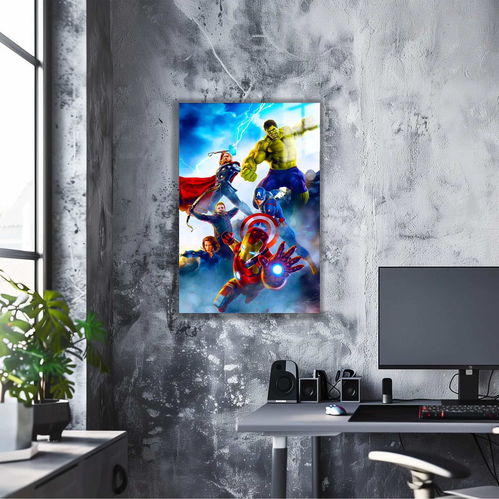 tableau-marvel-avengers-heros-dans-le-bureau | DreamWay