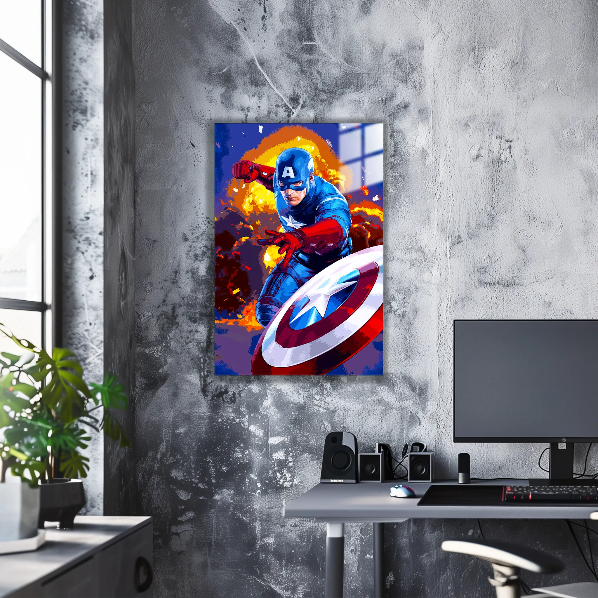 tableau-marvel-captain-america-explosion-dans-le-bureau | DreamWay