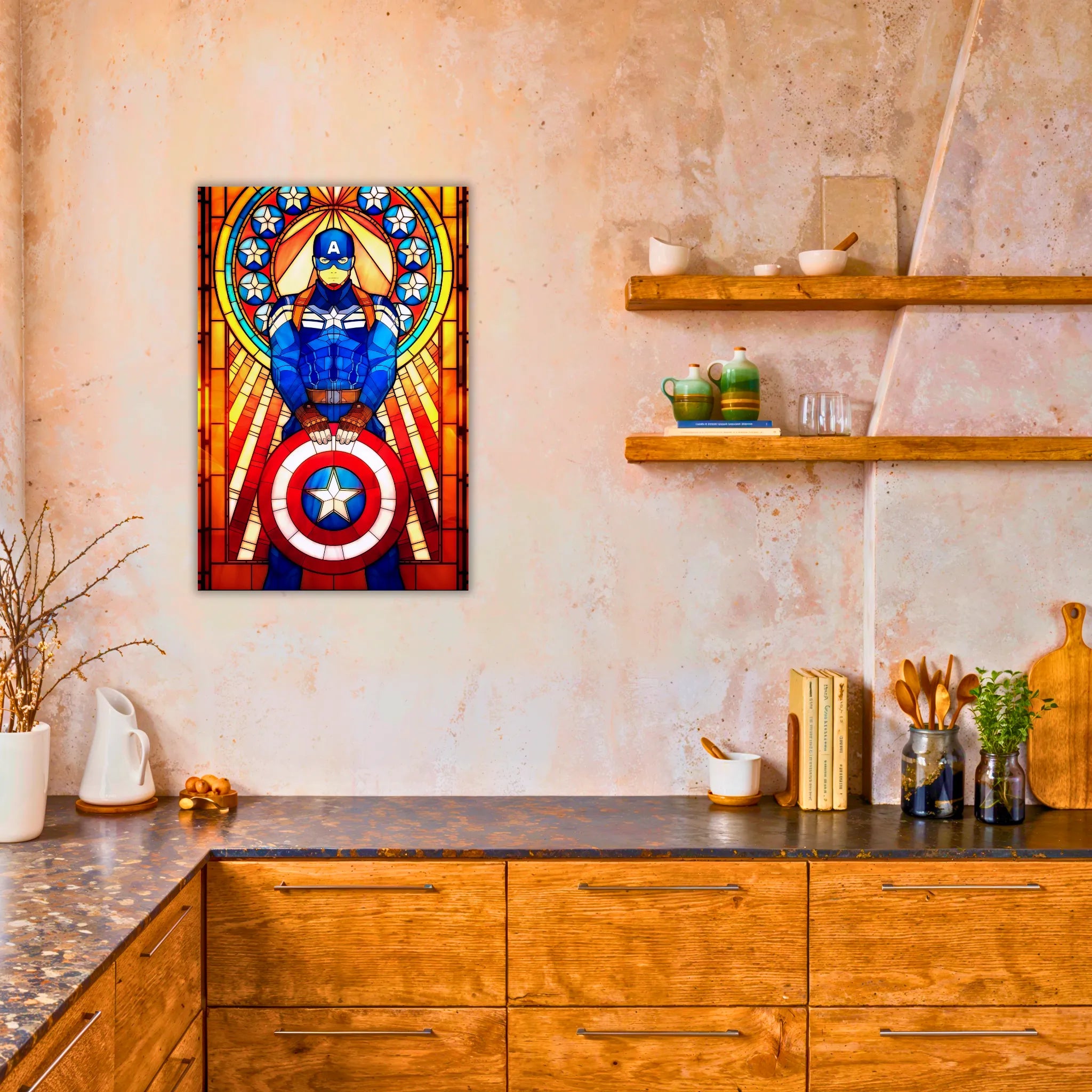 Tableau Marvel Captain America Vitrail