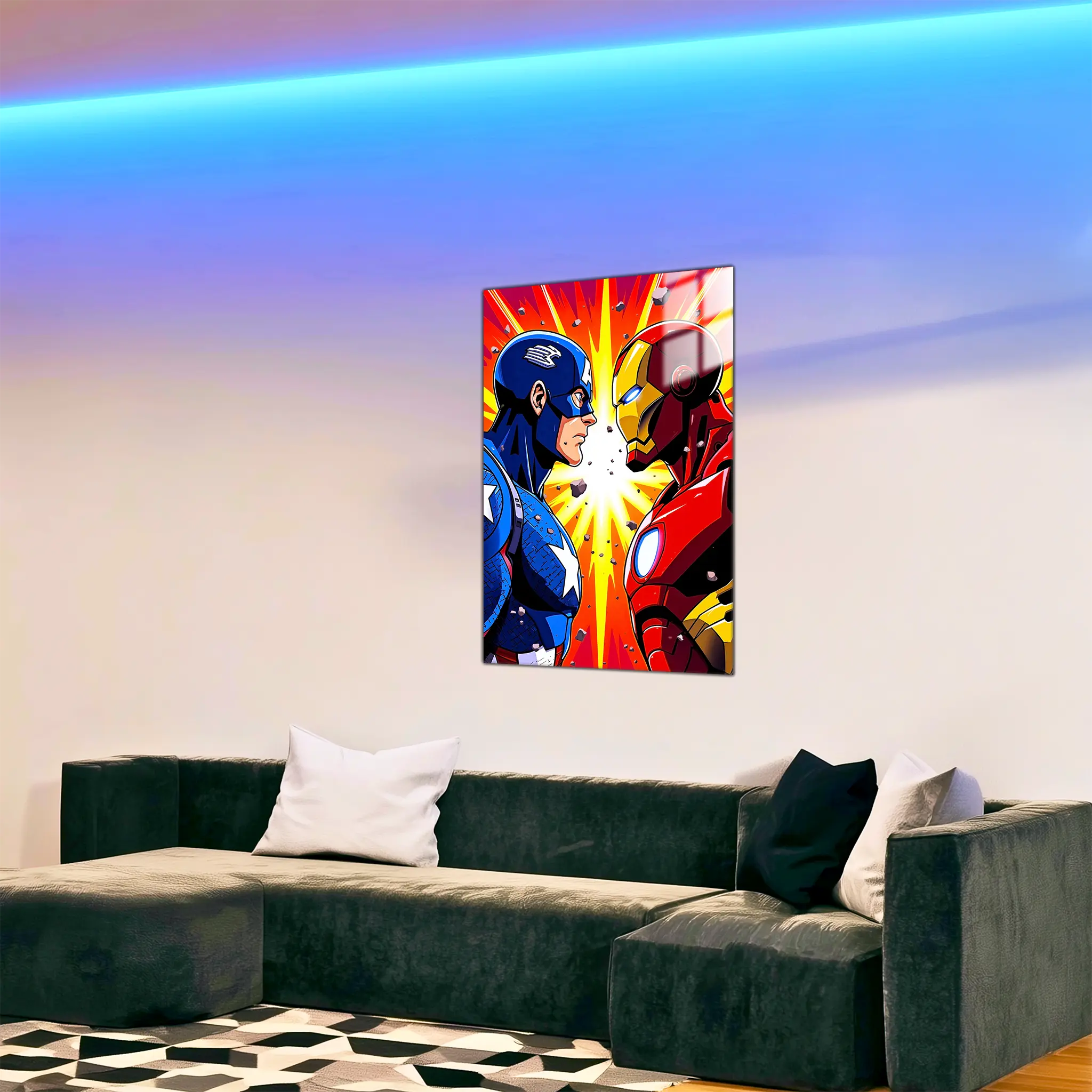 tableau-marvel-captain-america-vs-iron-man-dans-le-salon | DreamWay