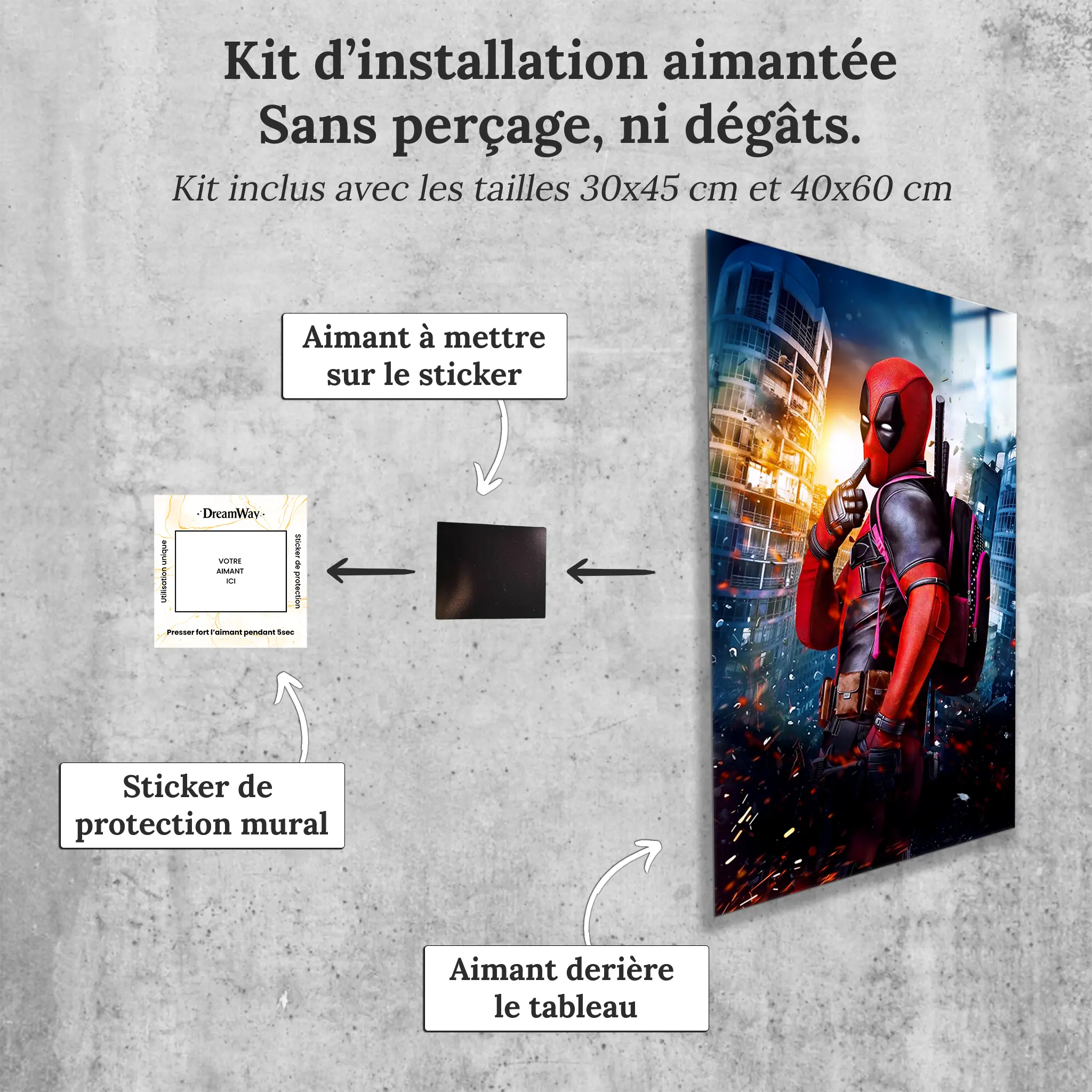 tableau-marvel-deadpool-avec-installation-aimantee | DreamWay