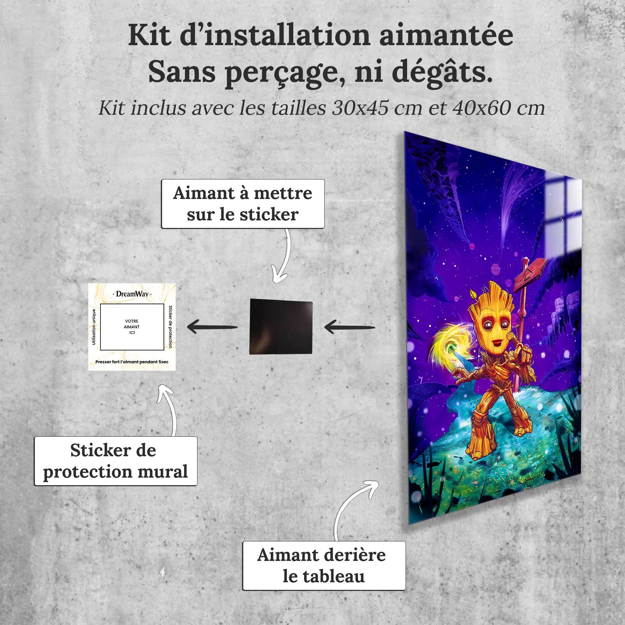 tableau-marvel-groot-aventurier-avec-installation-aimantee | DreamWay