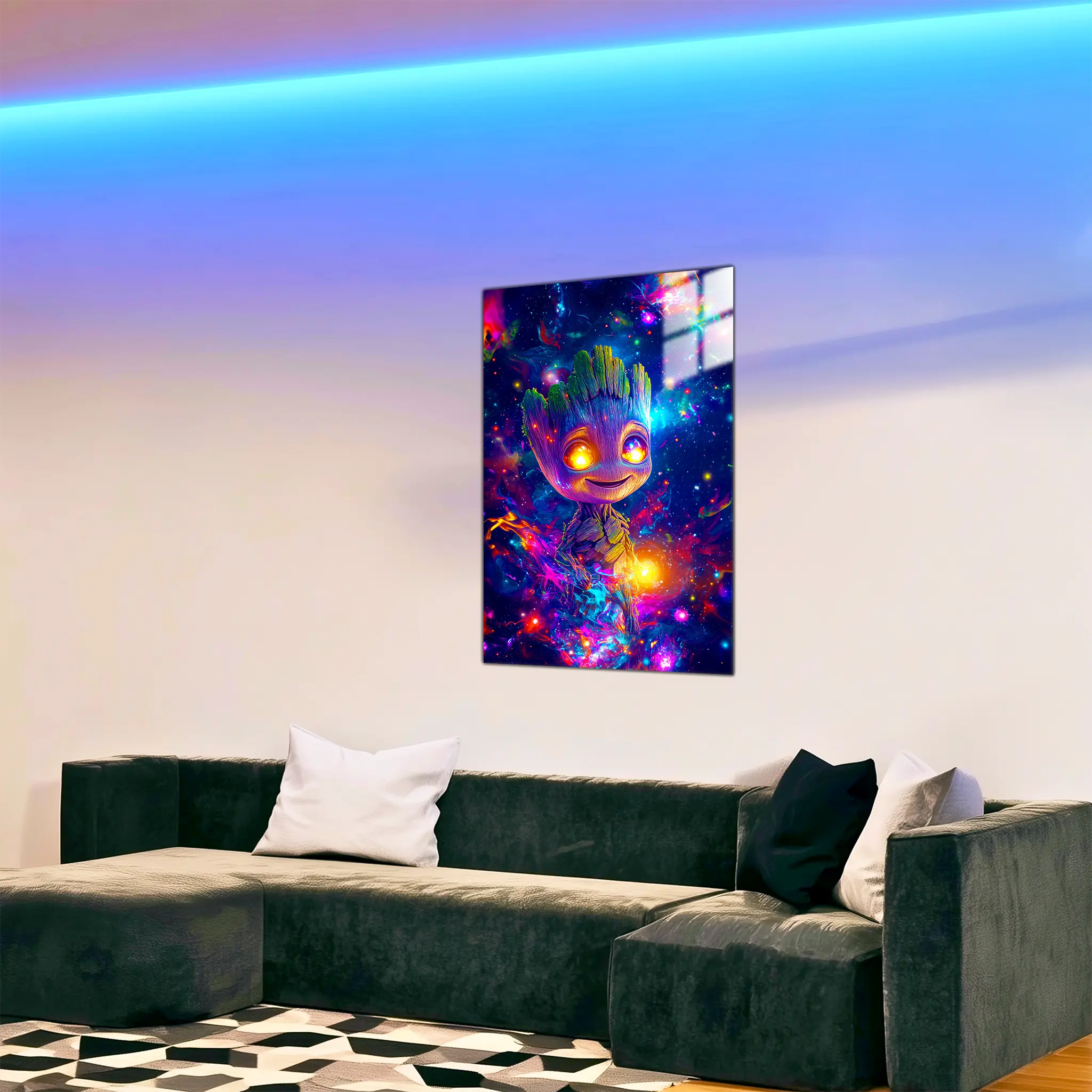 tableau-marvel-groot-colore-dans-le-salon | DreamWay