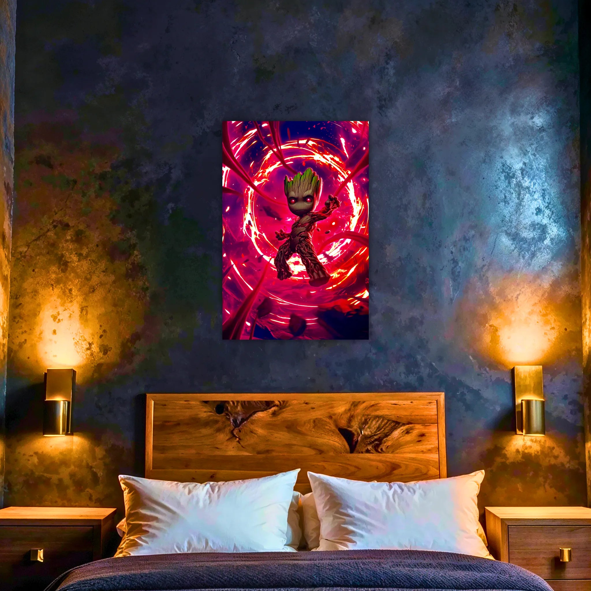 Tableau Marvel Groot Néon Rouge