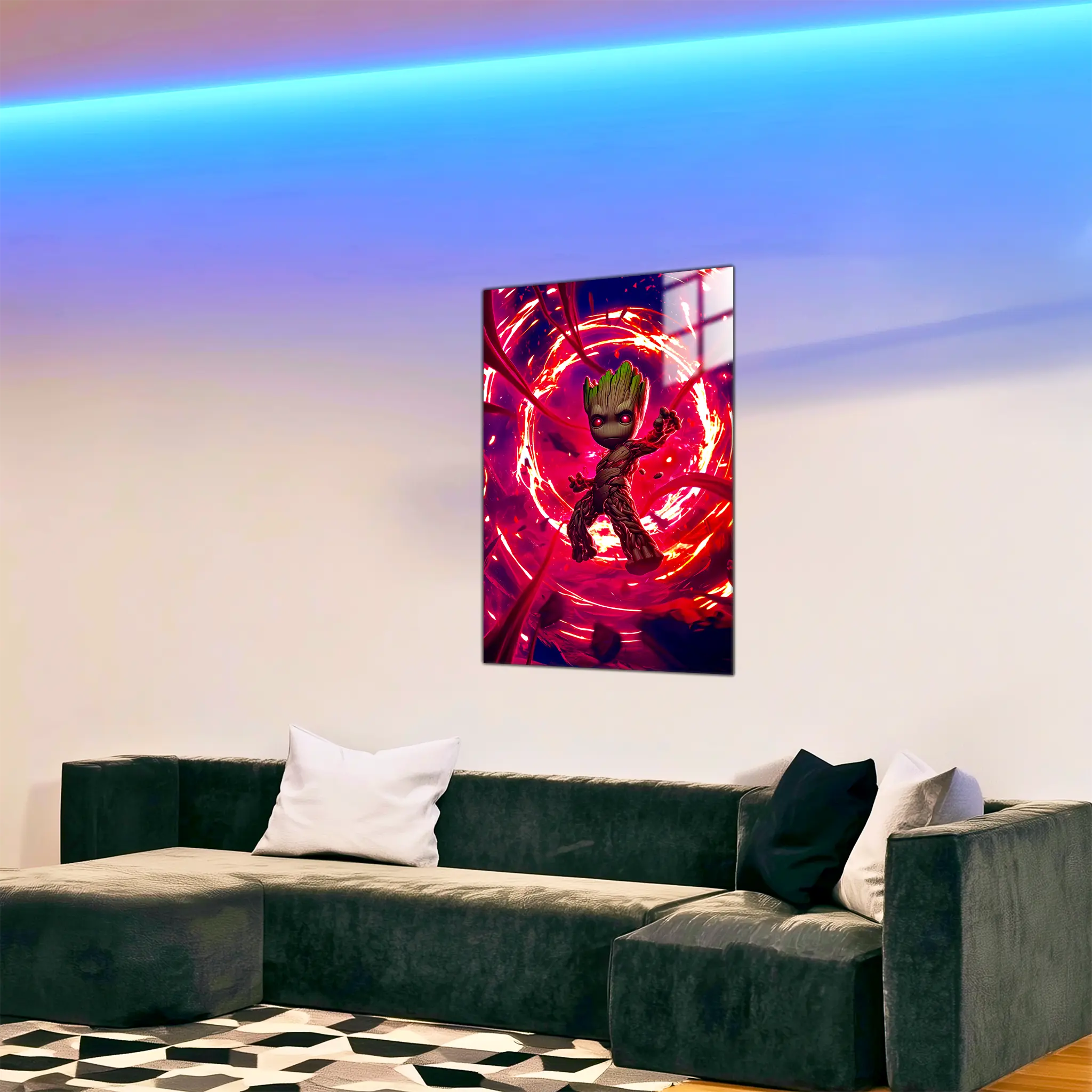 tableau-marvel-groot-neon-rouge-dans-le-salon | DreamWay