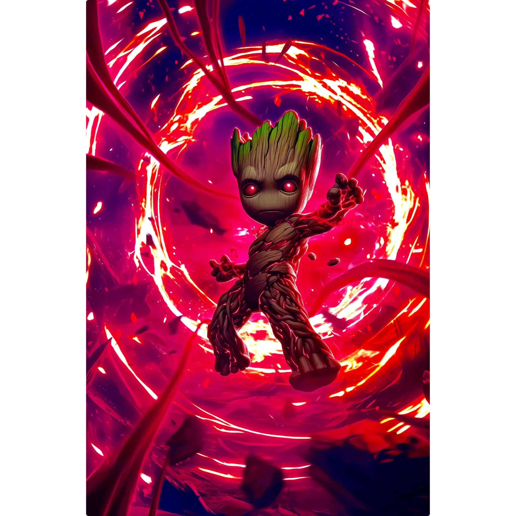 Tableau Marvel Groot Néon Rouge