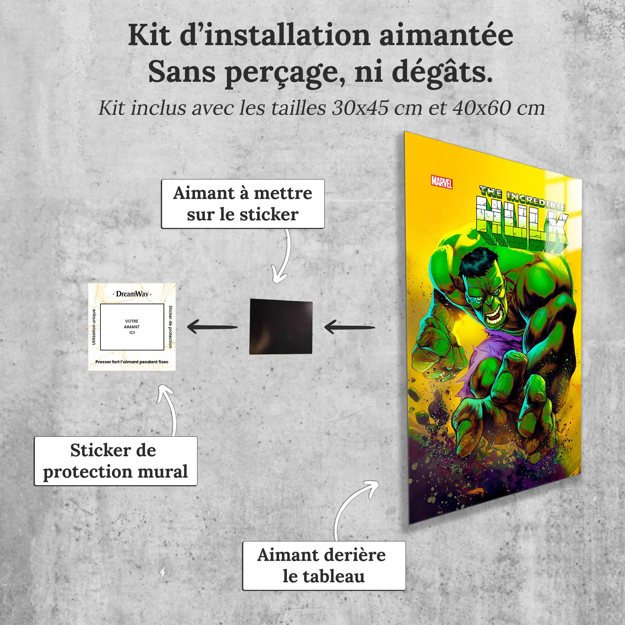 tableau-marvel-hulk-affiche-comics-avec-installation-aimantee | DreamWay