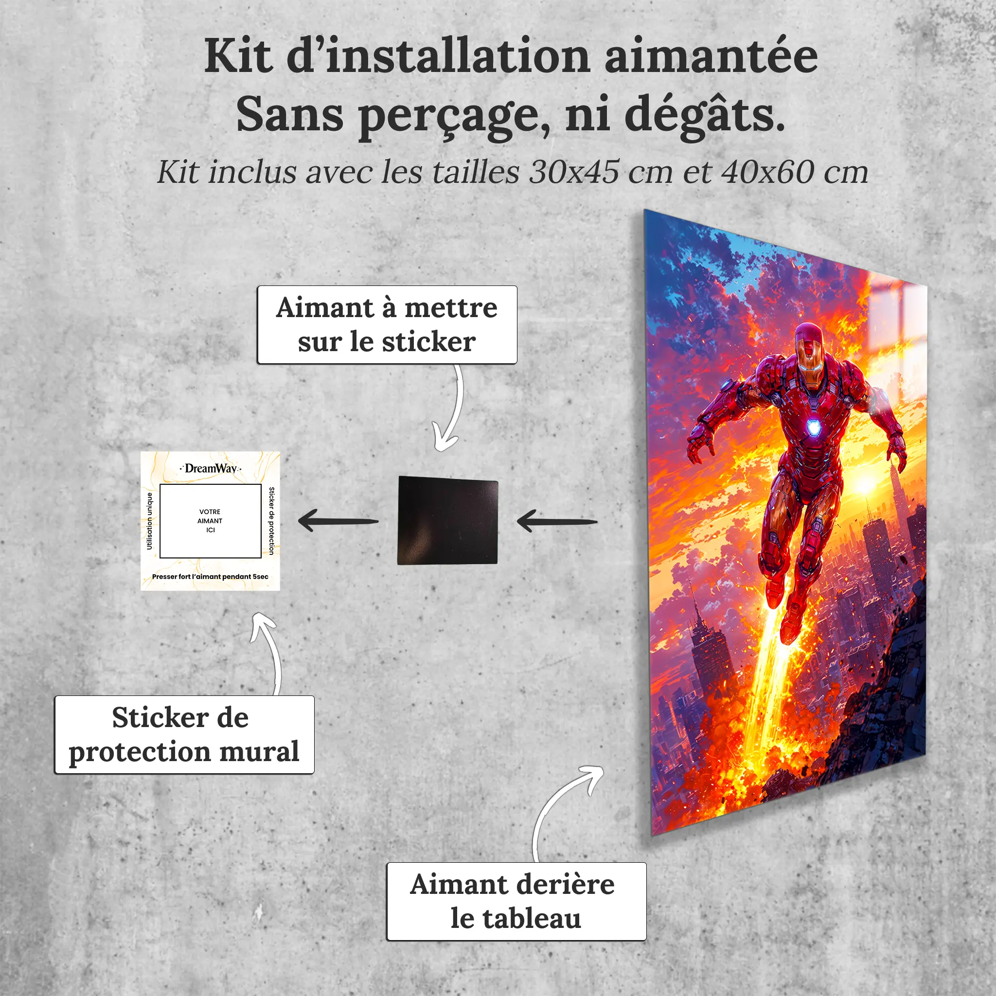 tableau-marvel-iron-man-avec-installation-aimantee | DreamWay