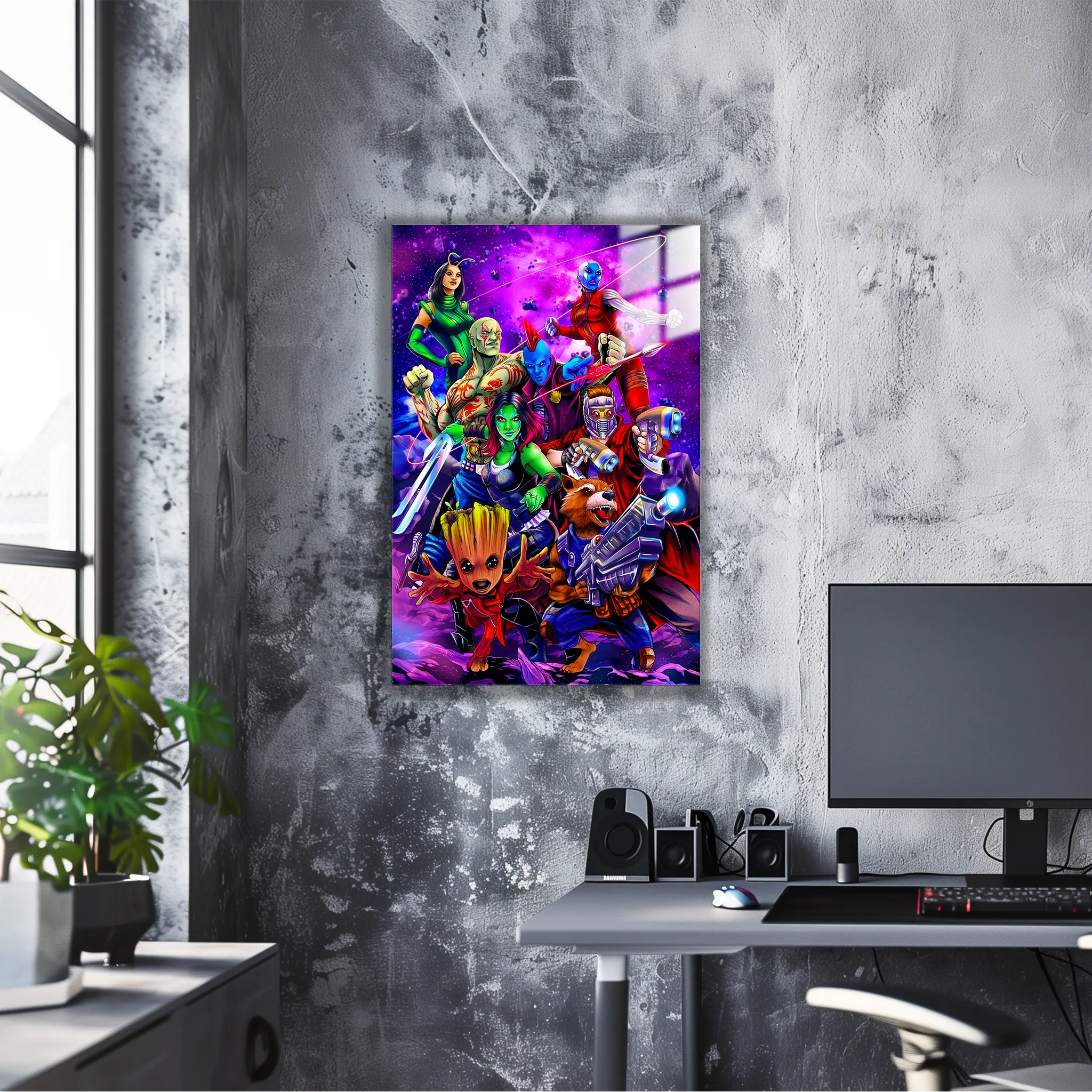 tableau-marvel-les-gardiens-de-la-galaxie-heros-dans-le-bureau | DreamWay
