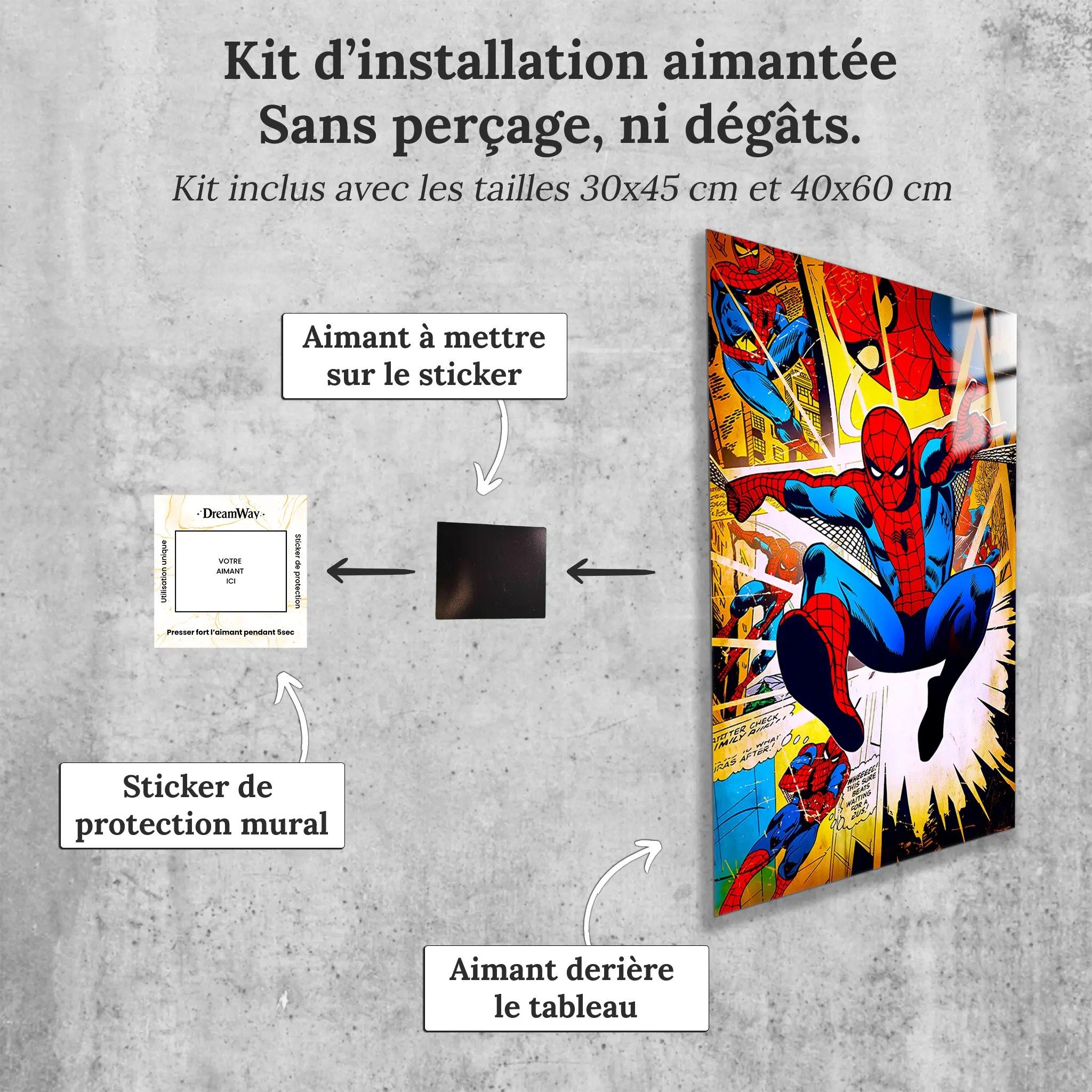 tableau-marvel-spiderman-bd-comics-avec-installation-aimantee | DreamWay