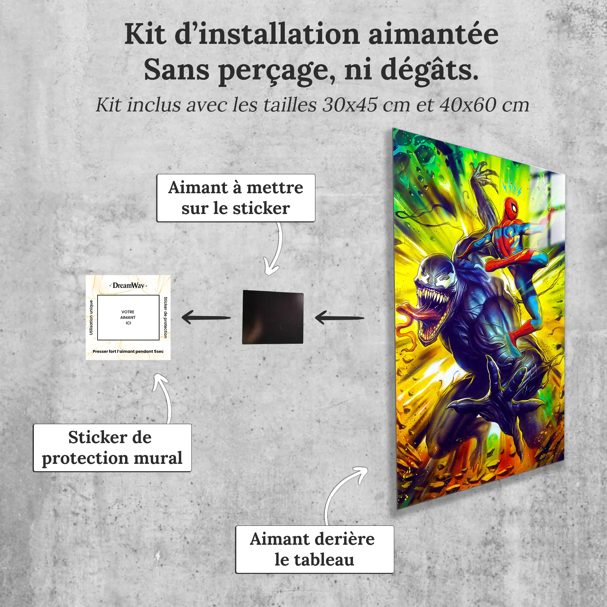 tableau-marvel-spiderman-et-venom-avec-installation-aimantee | DreamWay