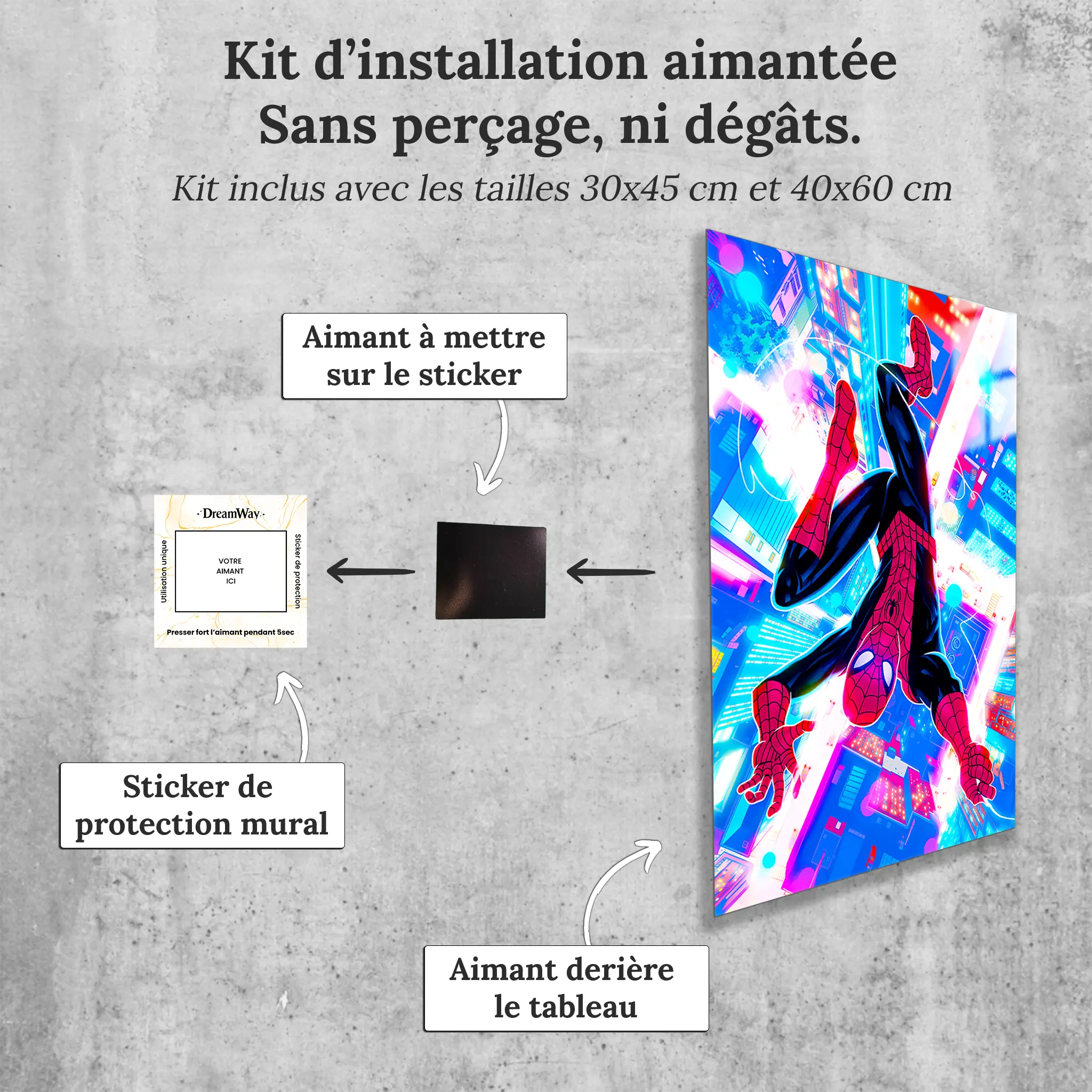 tableau-marvel-spiderman-neon-avec-installation-aimantee | DreamWay