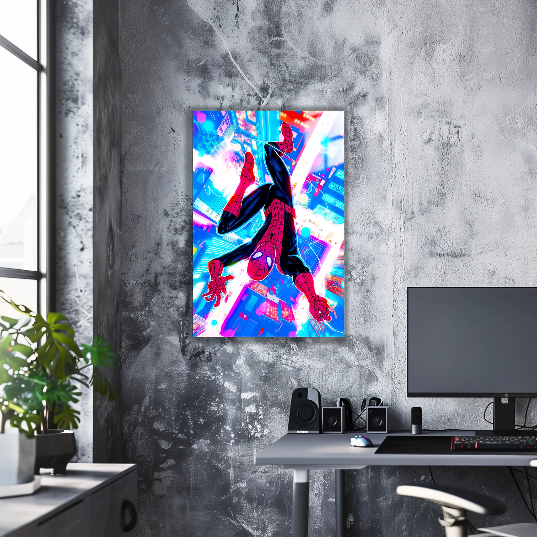 tableau-marvel-spiderman-neon-dans-le-bureau | DreamWay