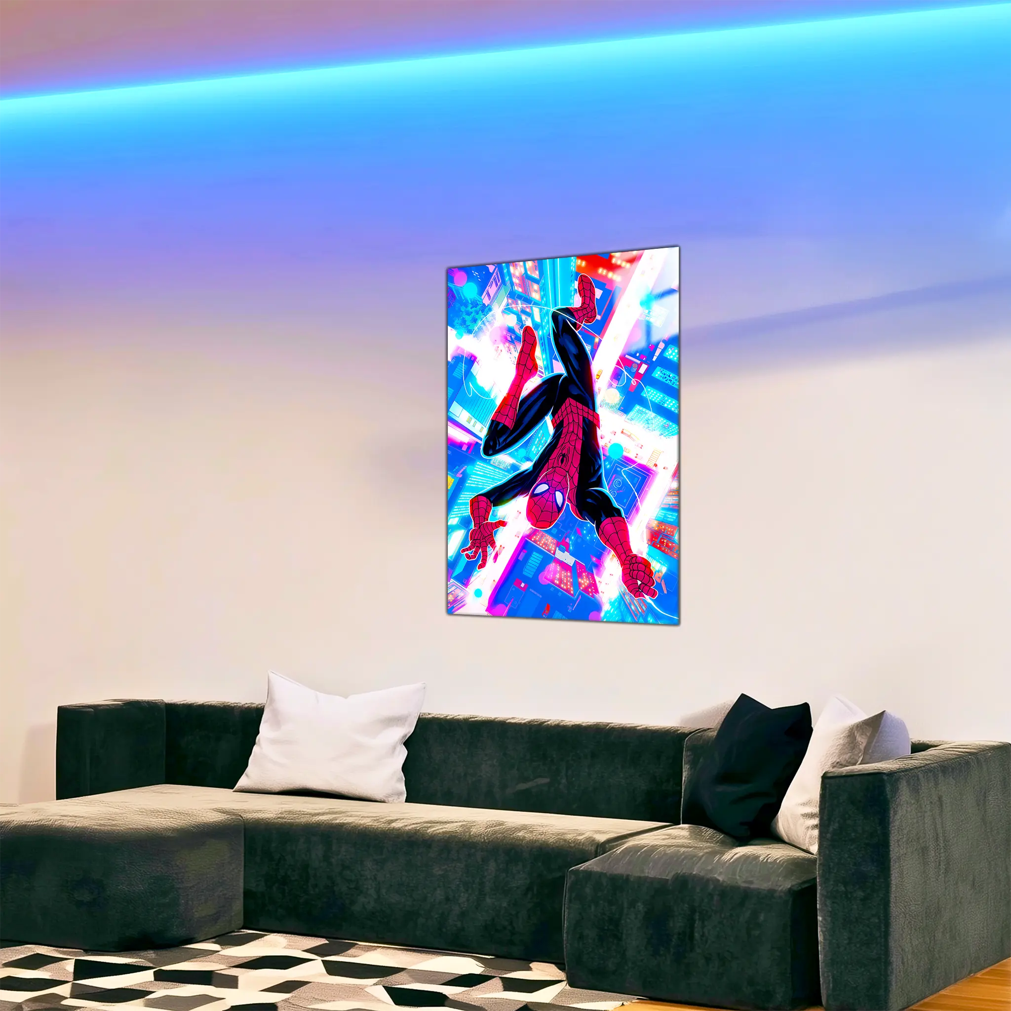 tableau-marvel-spiderman-neon-dans-le-salon | DreamWay