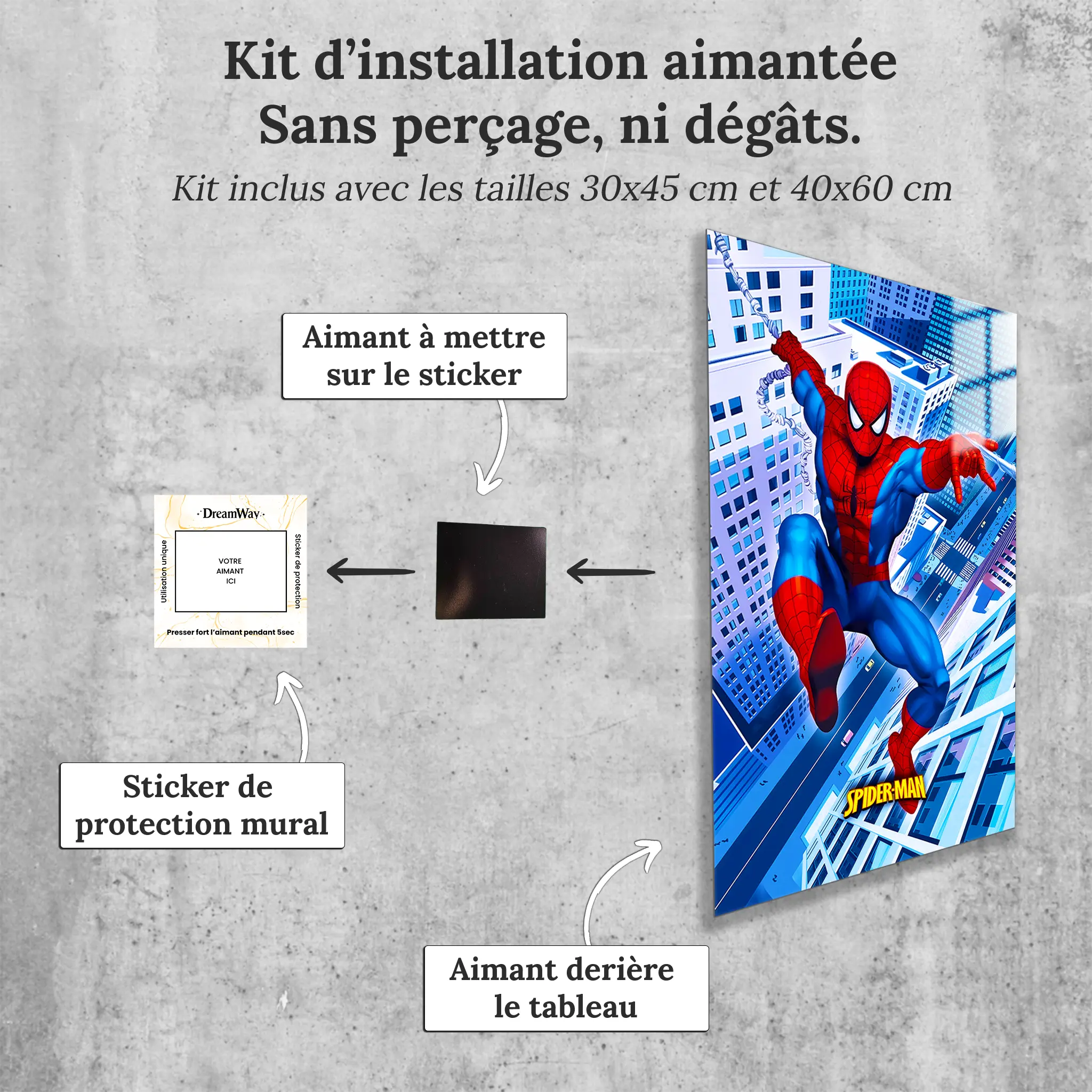 tableau-marvel-spiderman-ville-avec-installation-aimantee | DreamWay