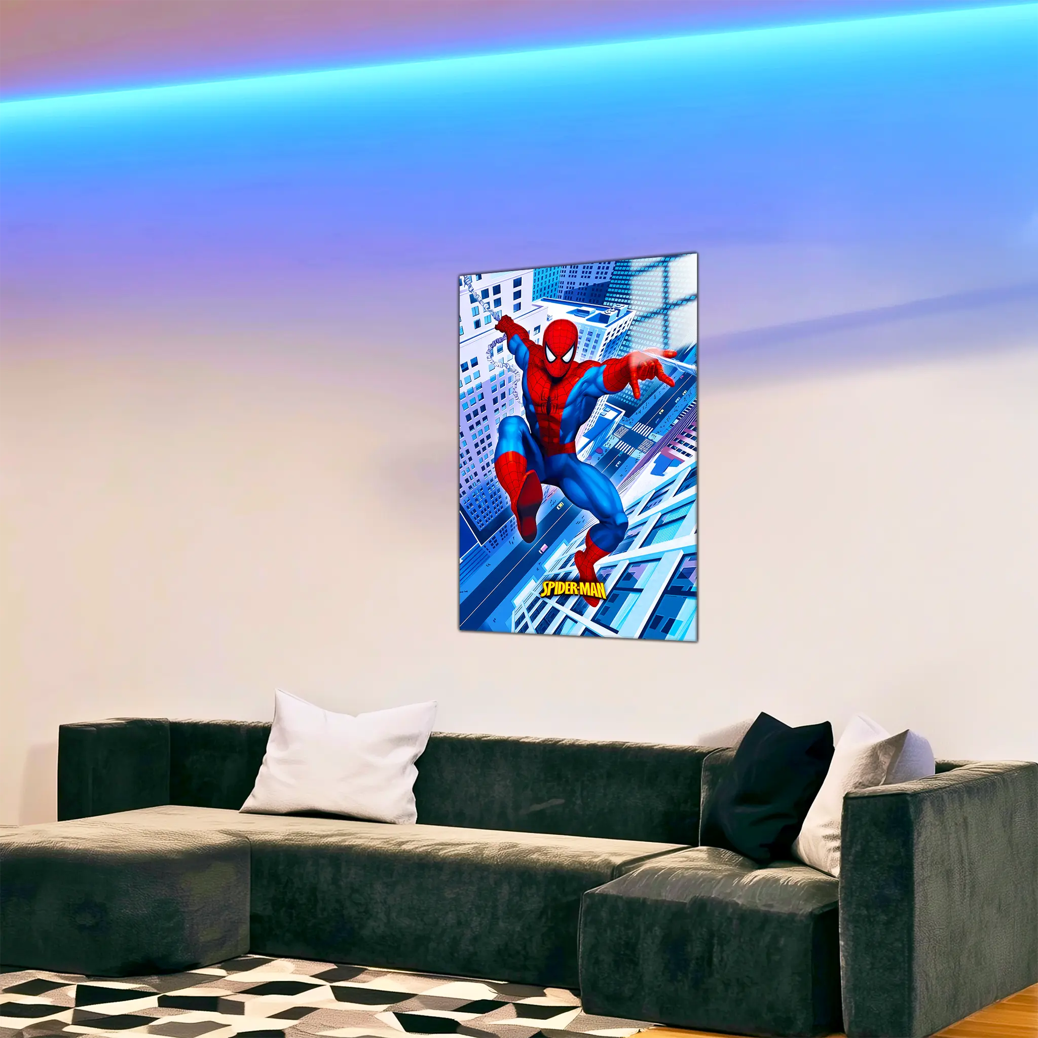 tableau-marvel-spiderman-ville-dans-le-salon | DreamWay