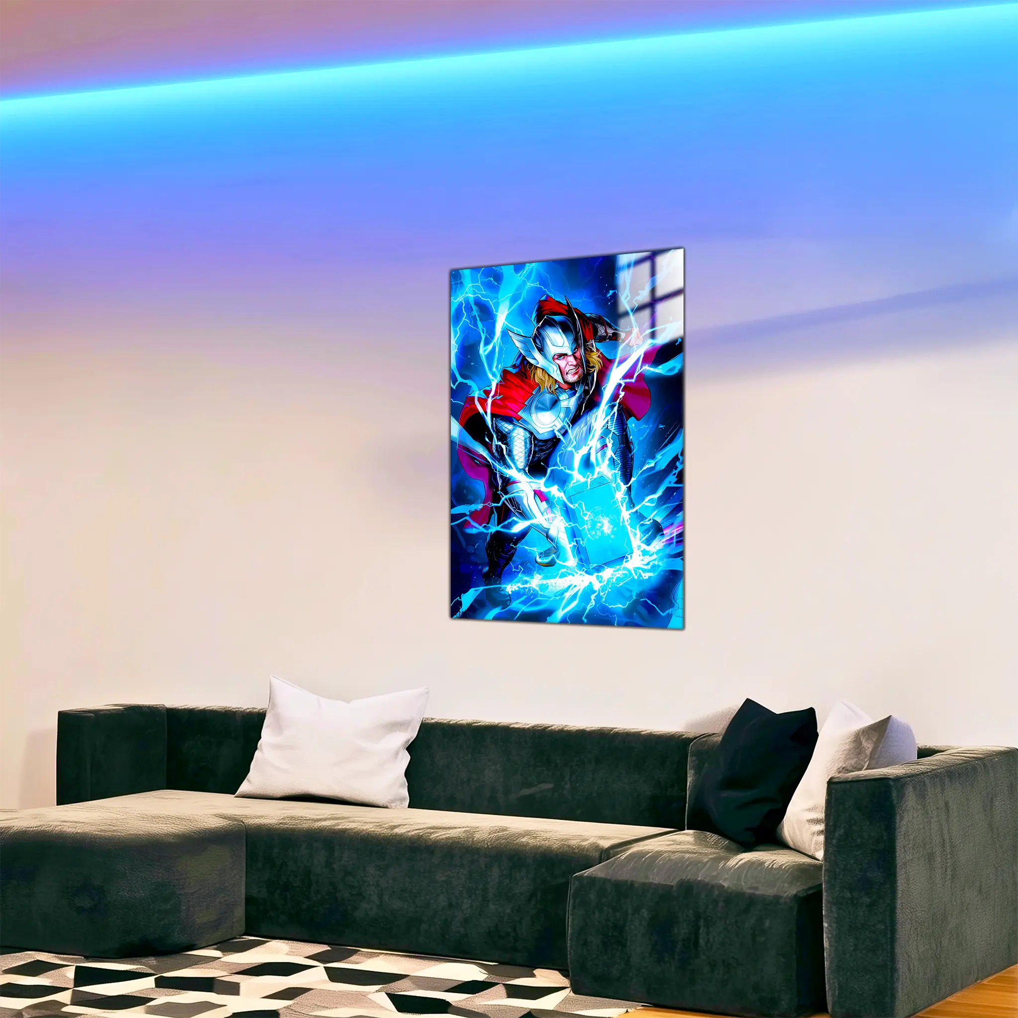 tableau-marvel-thor-frappe-eclair-dans-le-salon | DreamWay