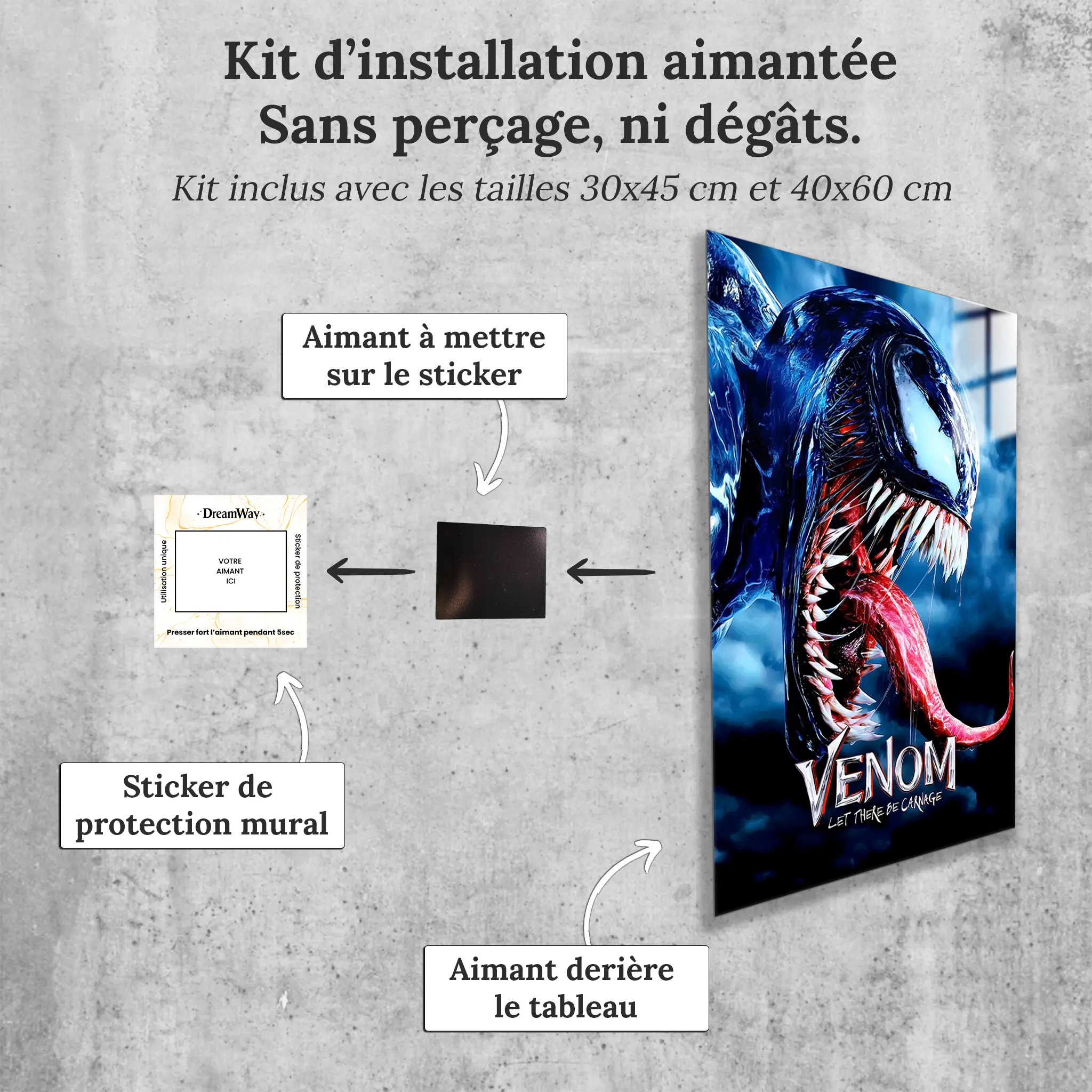 tableau-marvel-venom-affiche-avec-installation-aimantee | DreamWay