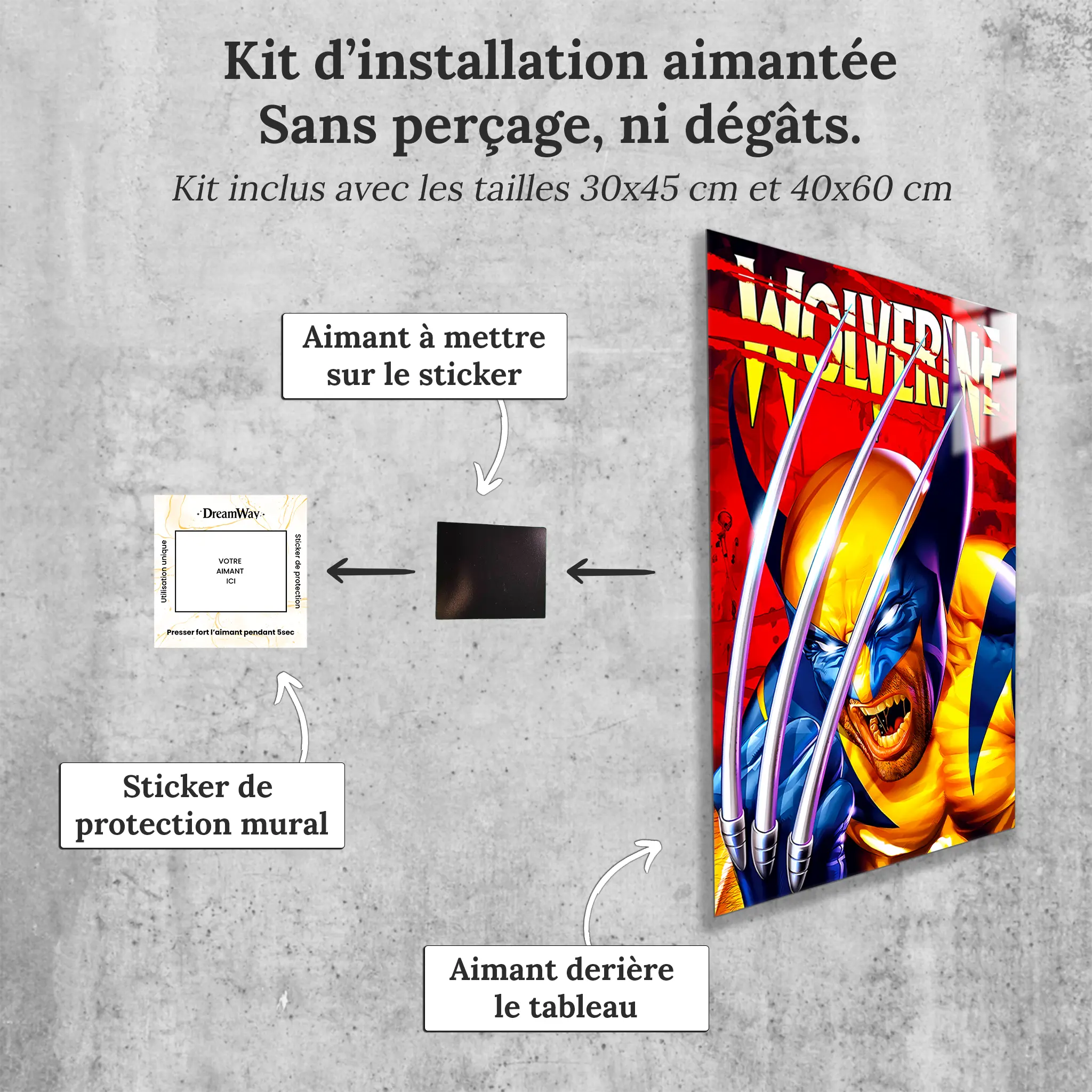 tableau-marvel-wolverine-avec-installation-aimantee | DreamWay