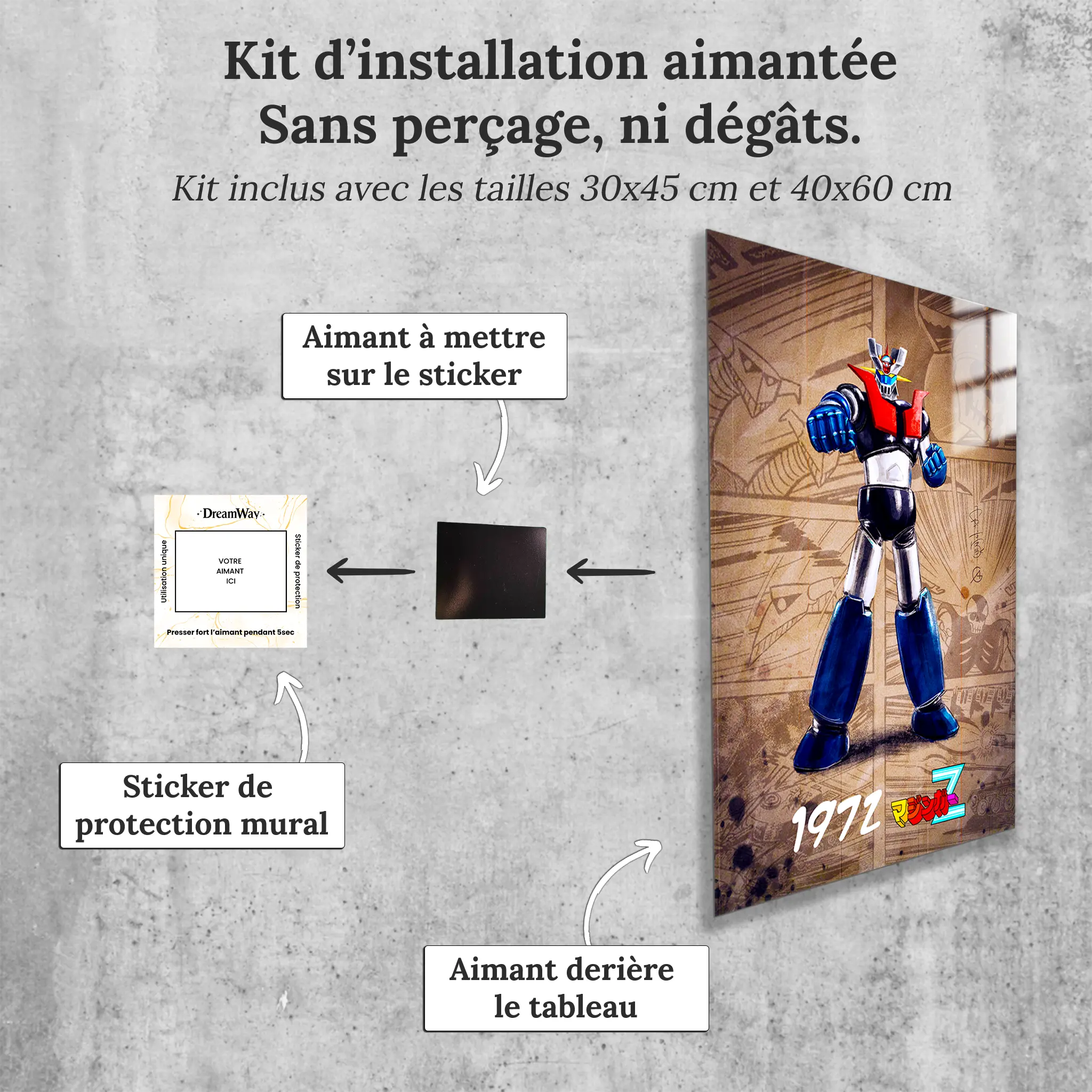tableau-mazinger-z-1972-bd-avec-installation-aimantee | DreamWay