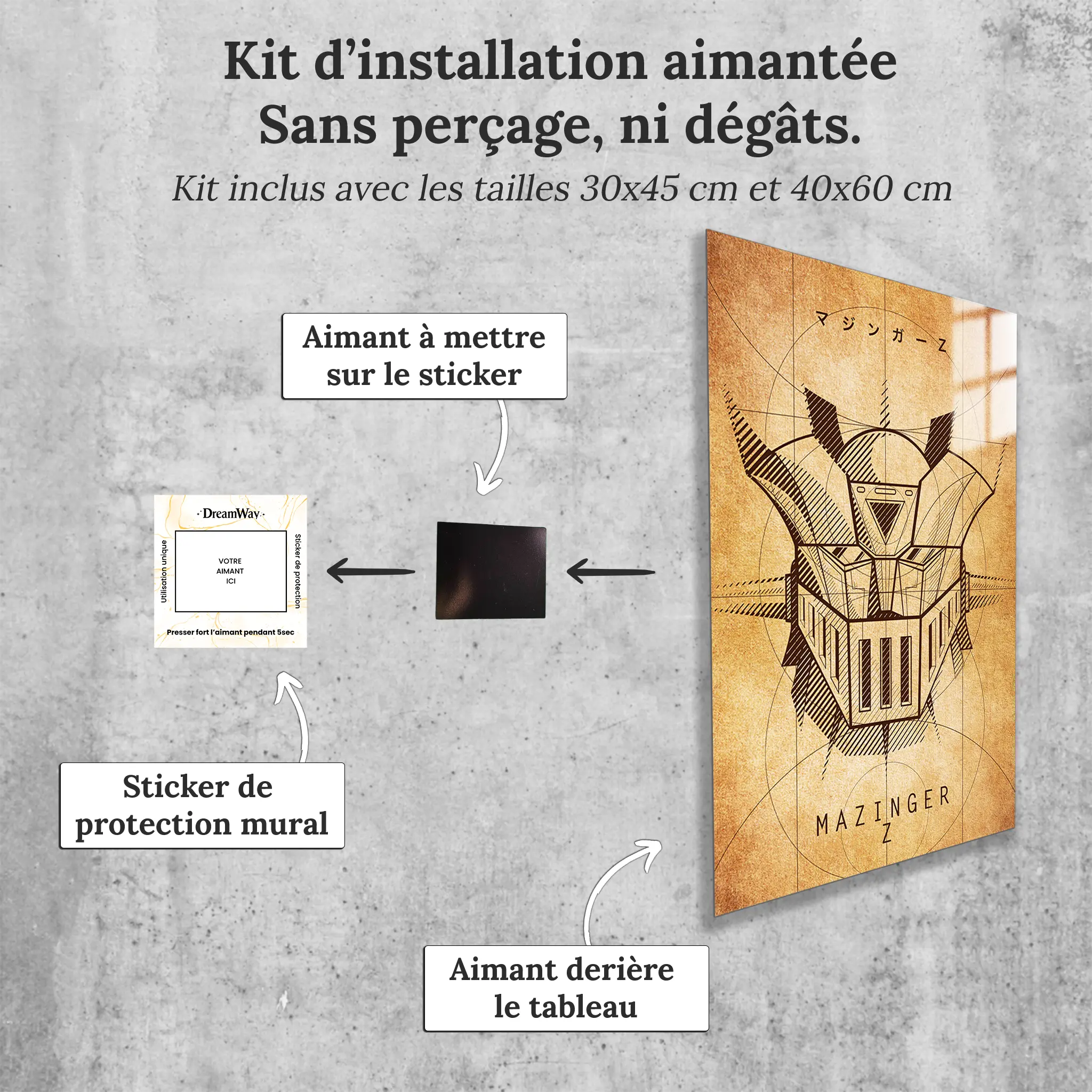 tableau-mazinger-z-affiche-retro-avec-installation-aimantee | DreamWay