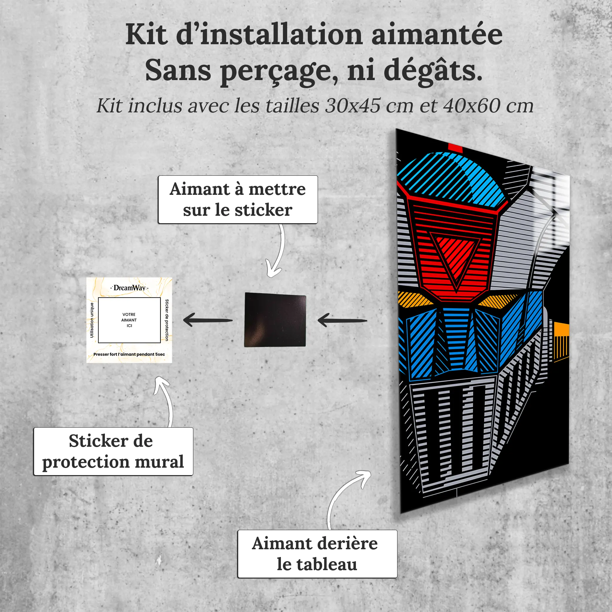 tableau-mazinger-z-visage-avec-installation-aimantee | DreamWay