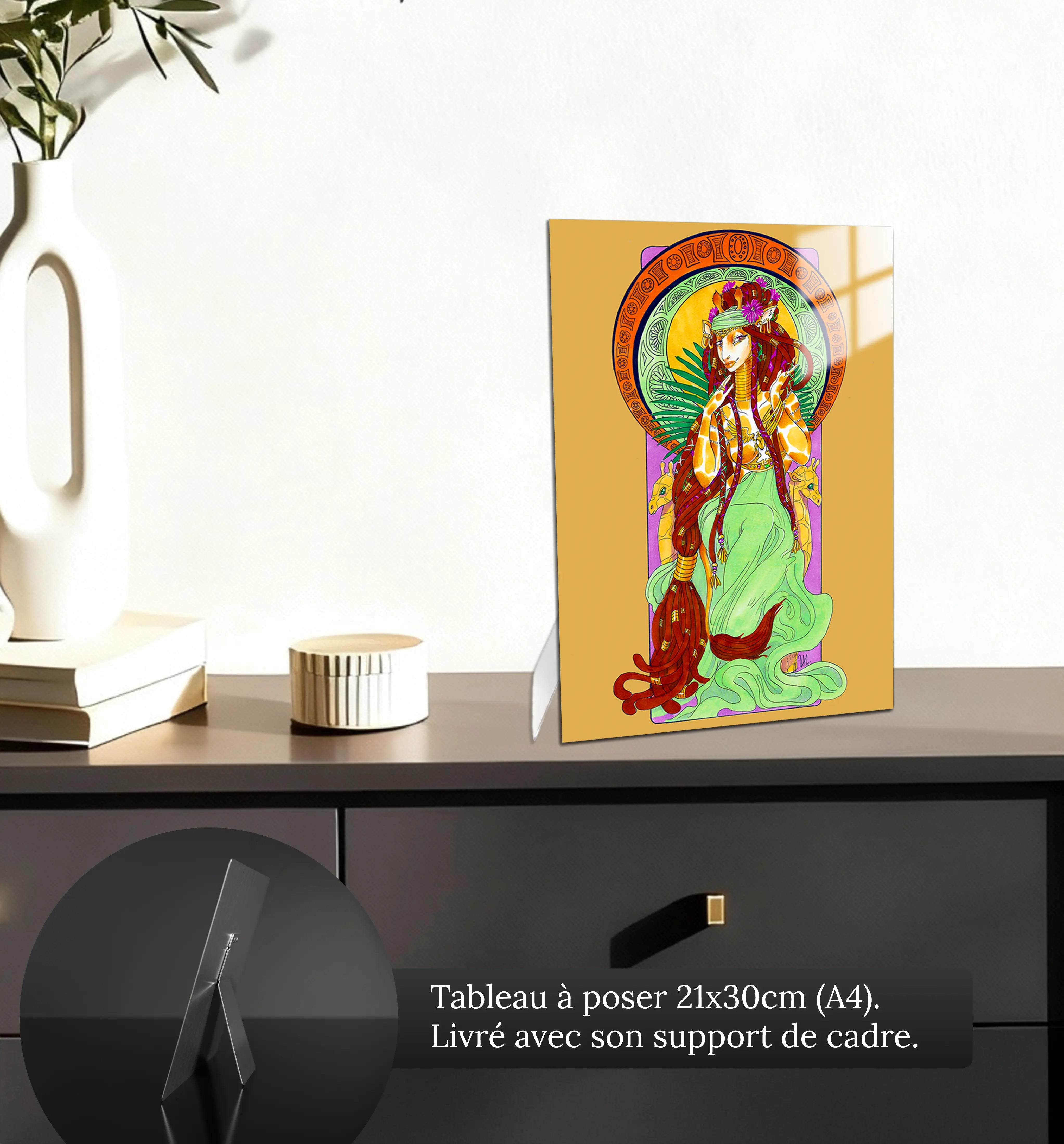 tableau-mbamali-la-deesse-girafe-petit-format-a-poser-sur-meuble | DreamWay