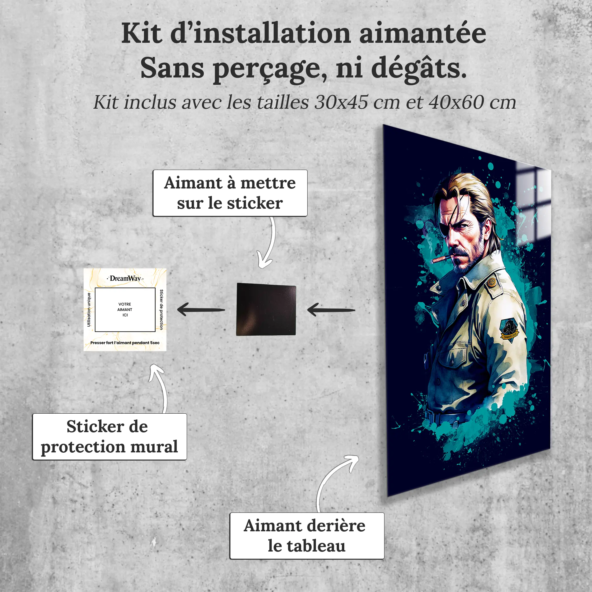 tableau-metal-gear-big-boss-avec-installation-aimantee | DreamWay