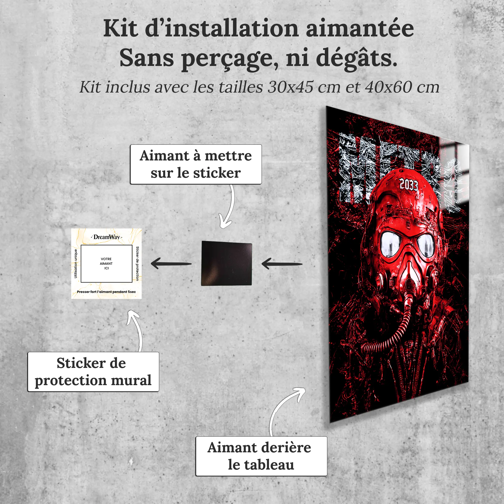 tableau-metro-2033-masque-rouge-artyom-avec-installation-aimantee | DreamWay