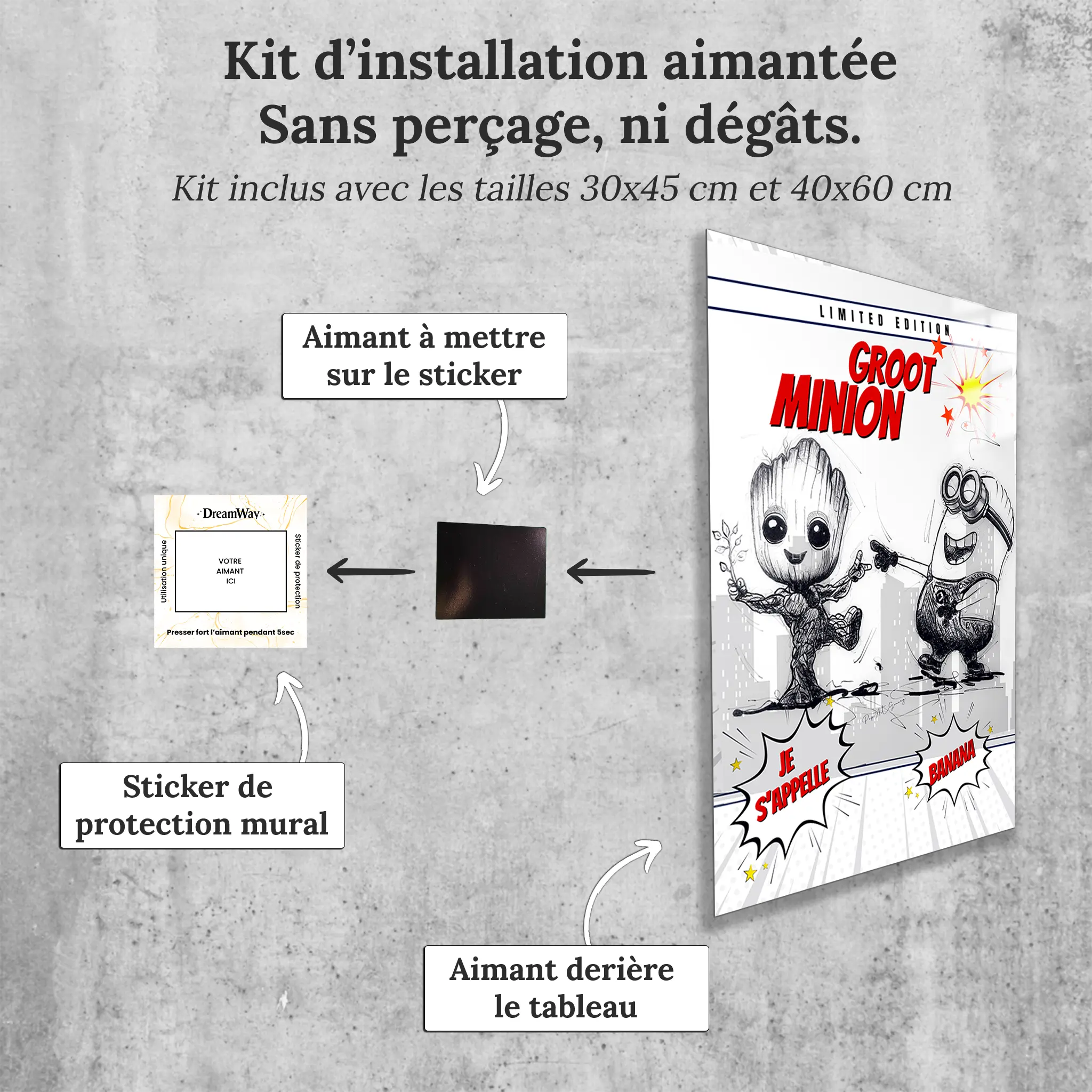 tableau-minion-et-groot-avec-installation-aimantee | DreamWay